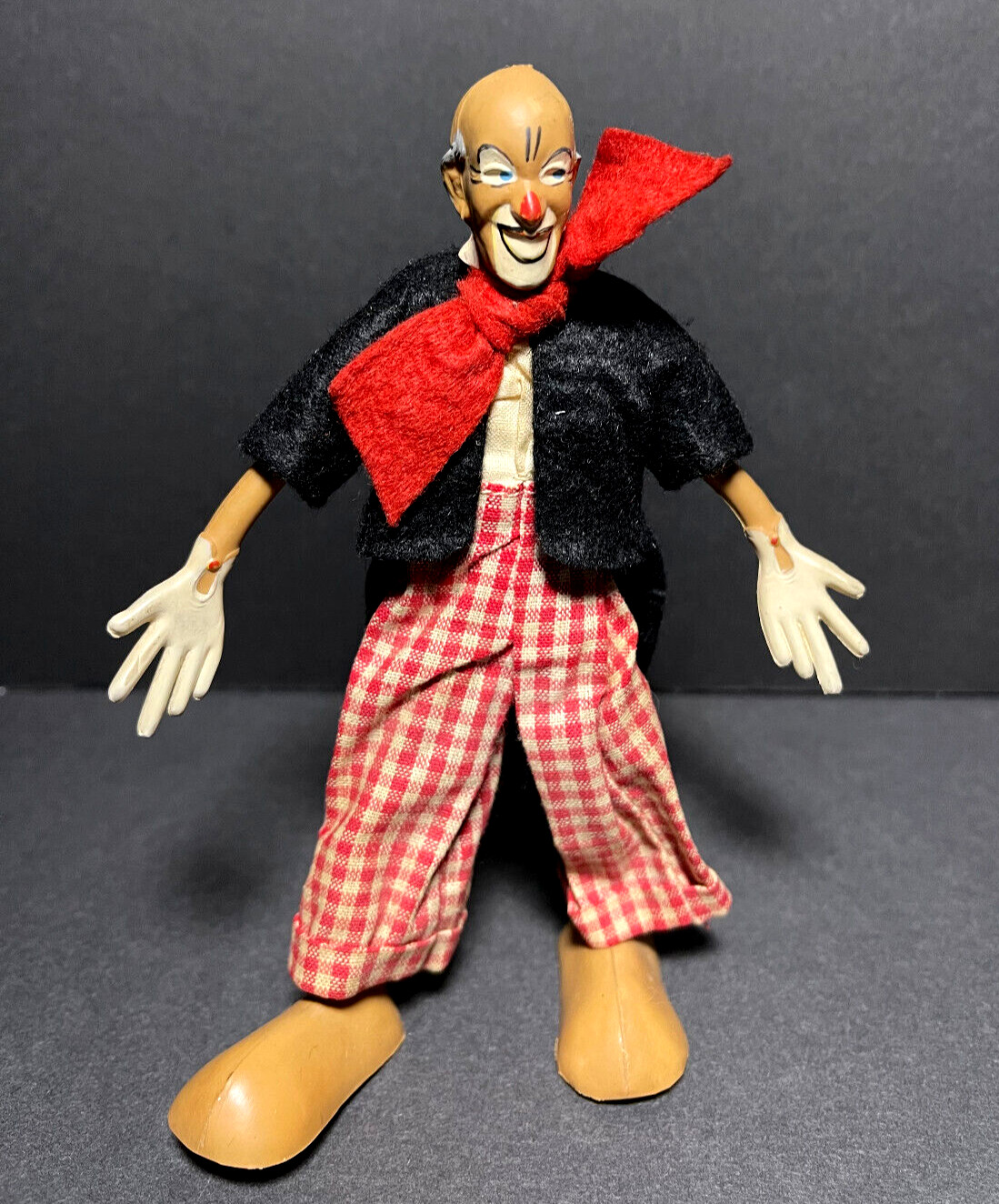 Vintage Bendy Clown Tuxedo Red Bow Toy Figure Made in Germany Early Schleich K8