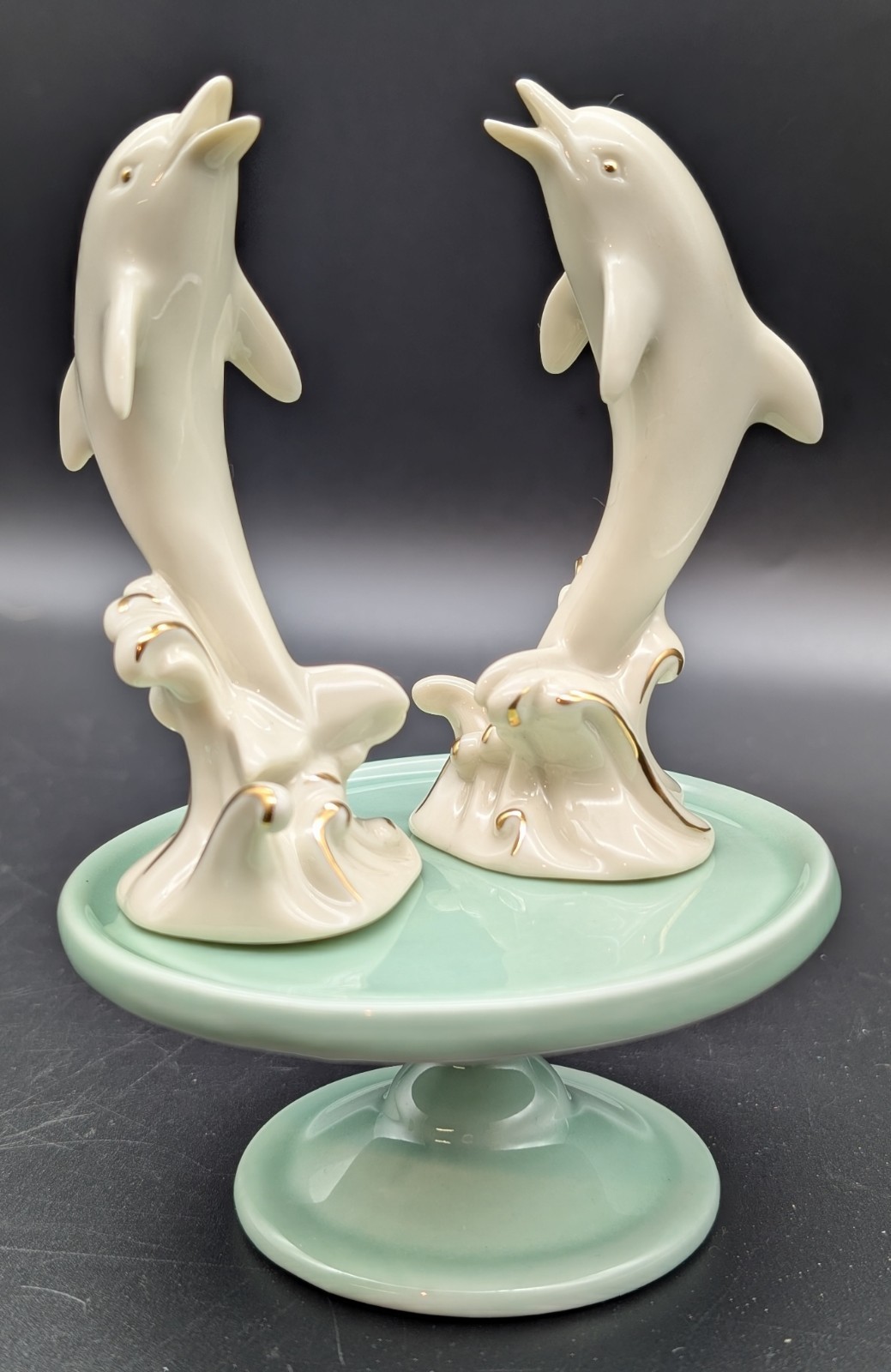 Vintage Lenox Dolphins Figurines Treasury Collection 24K Gold Accents Circa 1997
