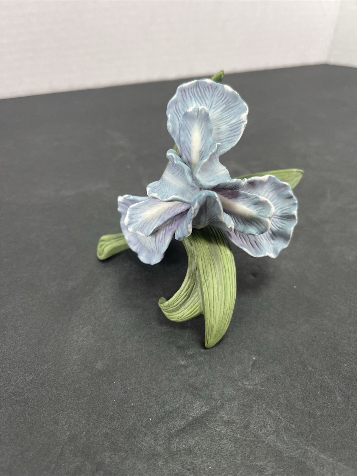 Lefton Blue Porcelain Bearded Blue Iris 4 3/4x 3.5”