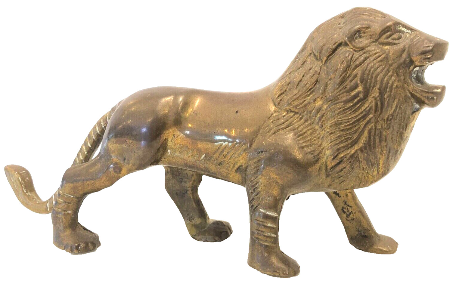 Vintage Heavy Bronze Lion Sculpture King Of The Jungle Cat Statue Figurine