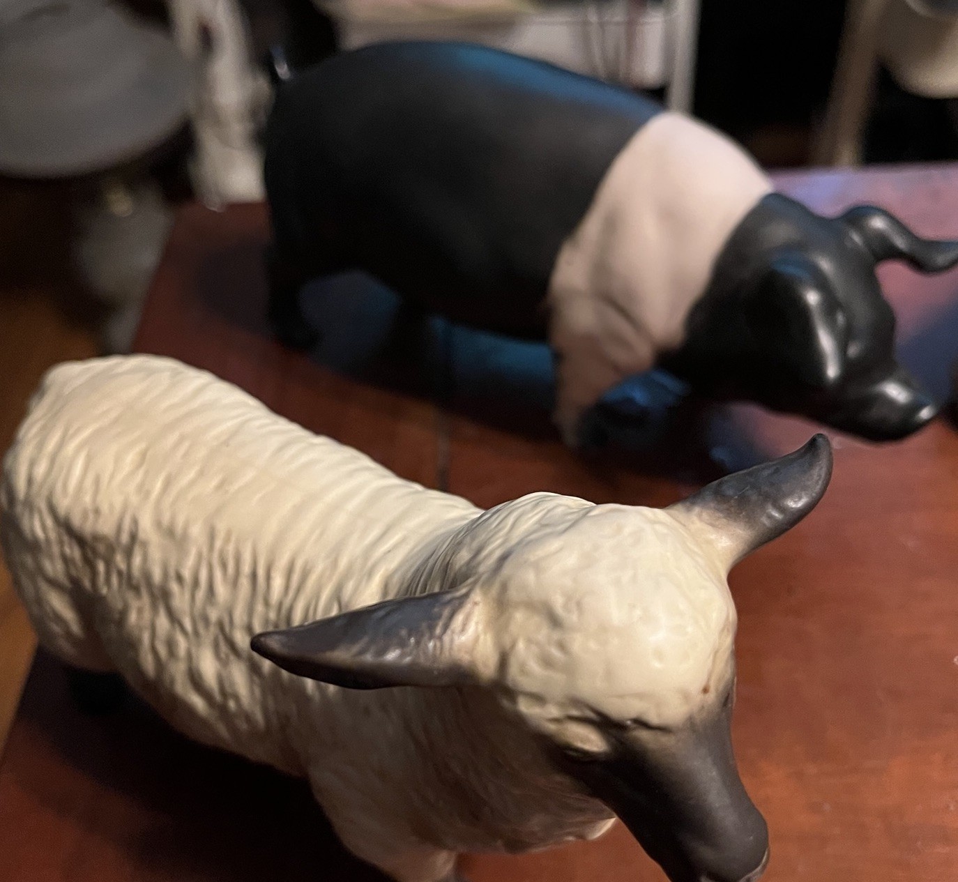 Ceramic /porcelain Beswick Farm Animals Marked 454. Pug, Lamb, Pig