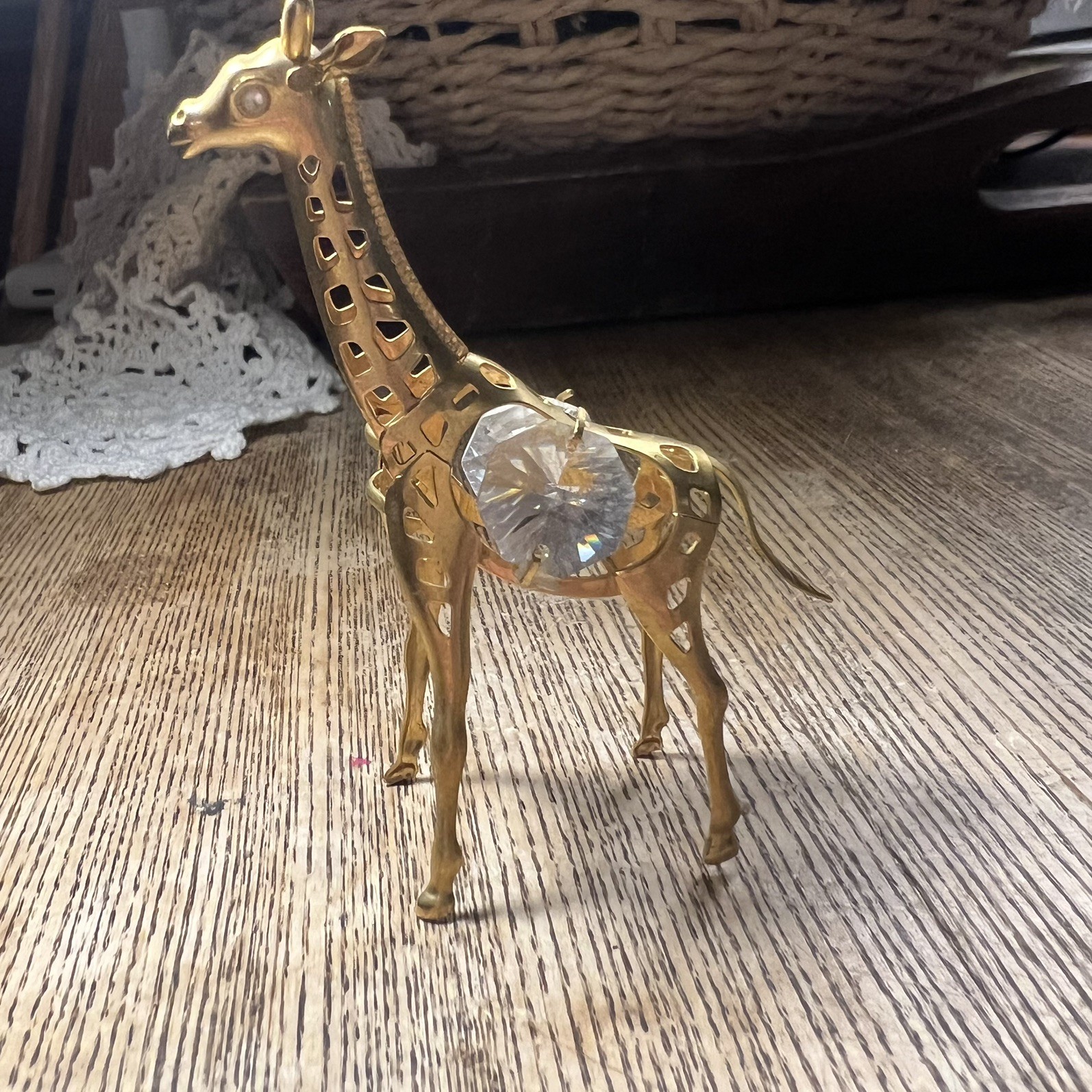 Matashi 24K Gold Plated w/Crystal Giraffe Animal/Trinket /Ornament Figurine Gift