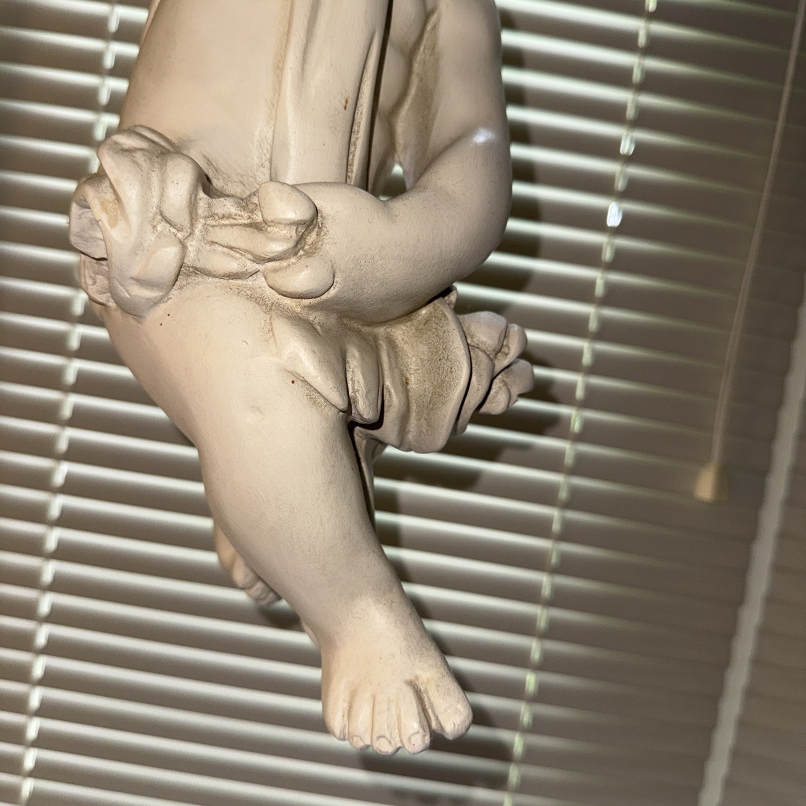 Vintage 26” Hanging Cherub Angel Wall Sculpture Resin Intact One Piece