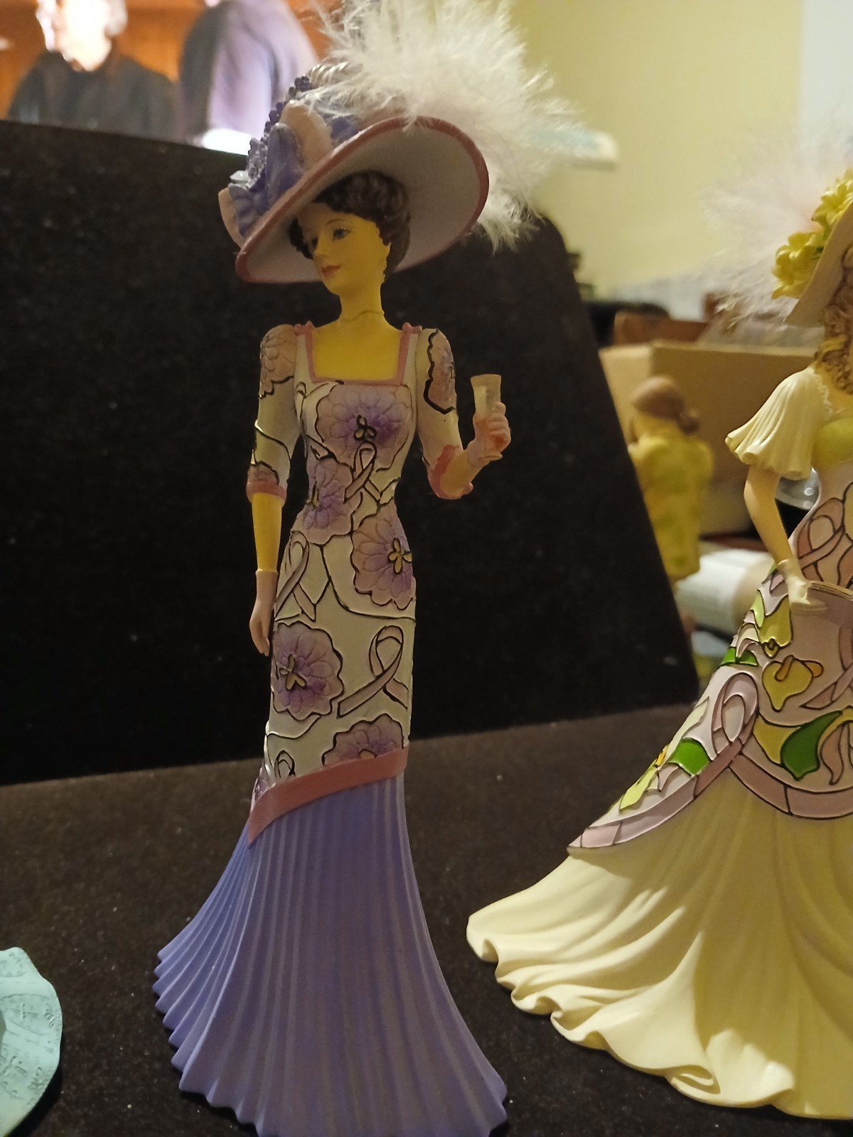 3 Elegant Lady Figures 2 Floral Portraits Faithful Lily & A Thomas Kinkade Resin