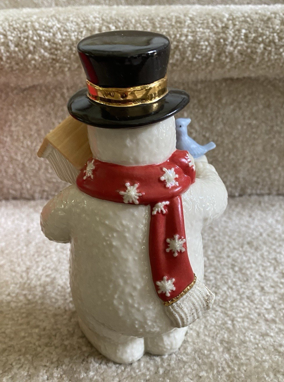Lenox China 6 1/4″ Annual 2014 Snowman Top Hat, Birdhouse & Blue Bird FREE SHIP