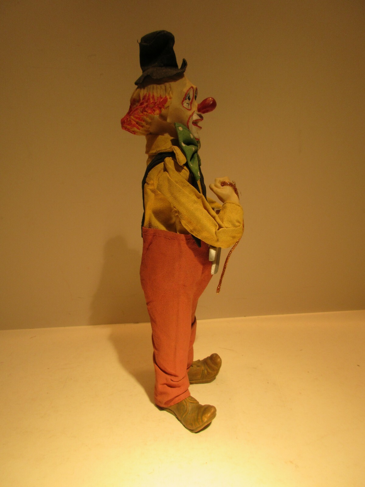 10 1/2 Inch Clown Figure with Scissors in Hand and Big Green Bow Tie
