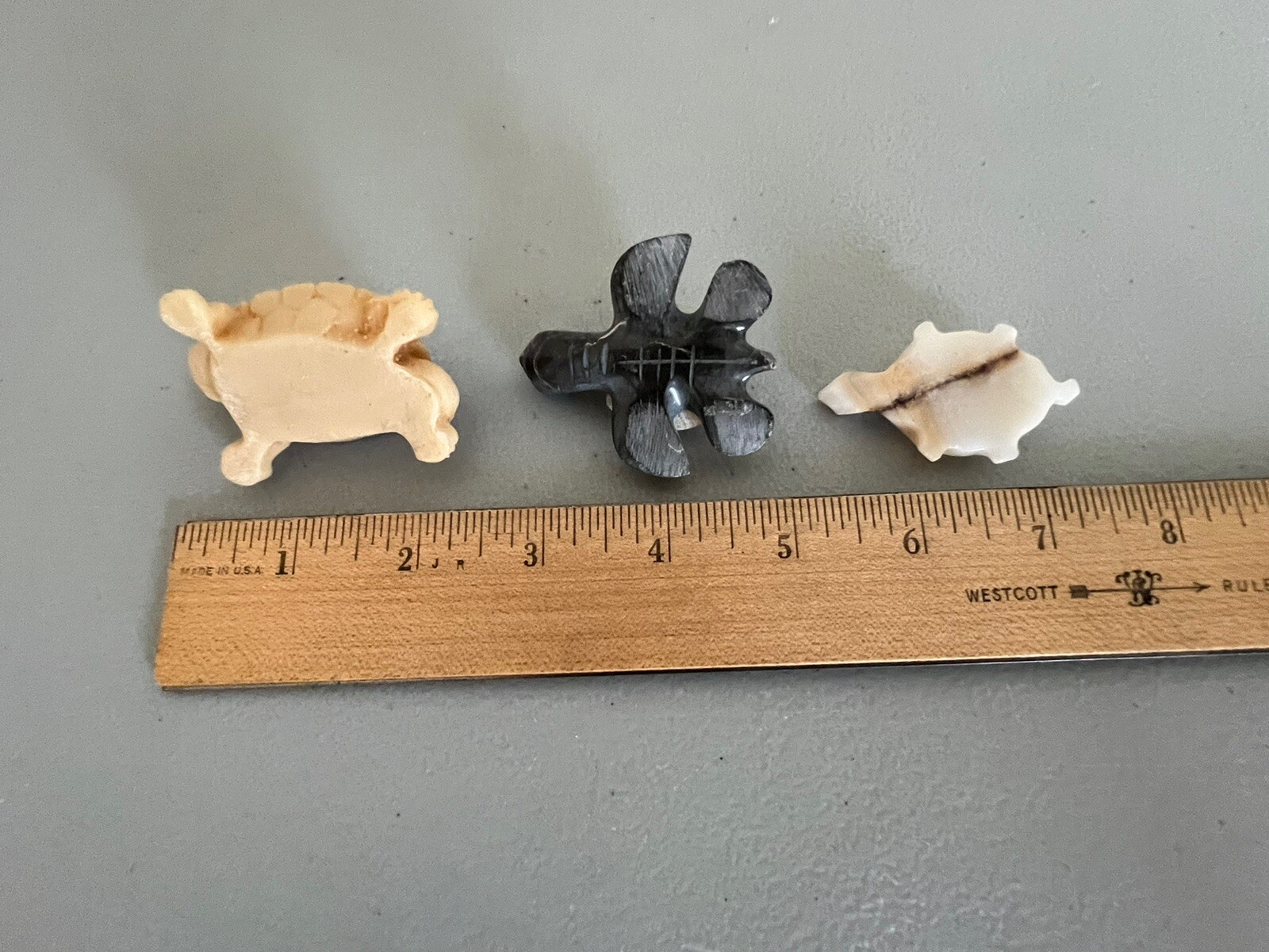 Small Marble Stone Resin Sea Turtle Figurines Miniature Lot Of 3