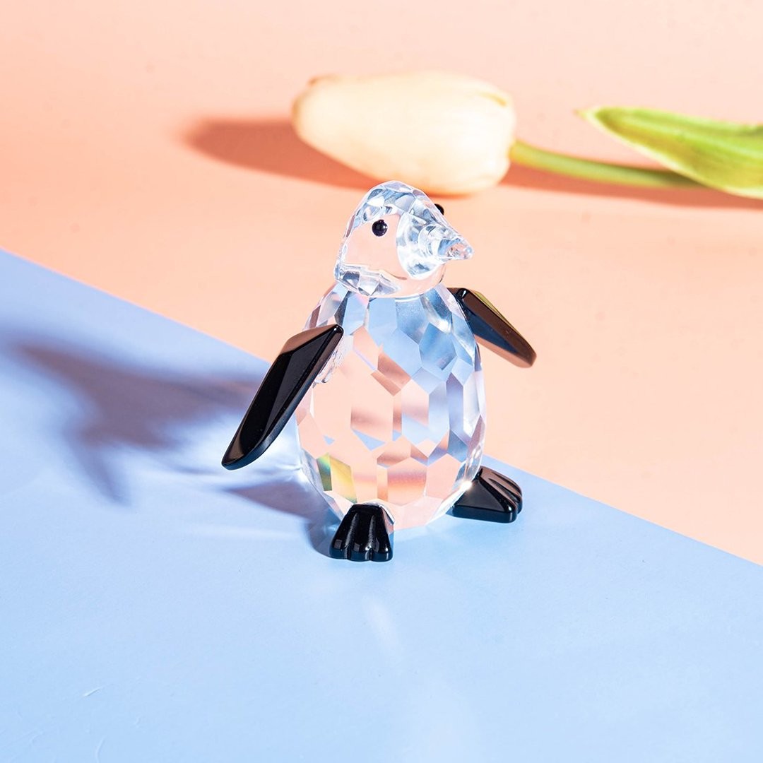 Crystal Standing Penguin Figurine Collectible Glass Animal Ornament Decor Gift