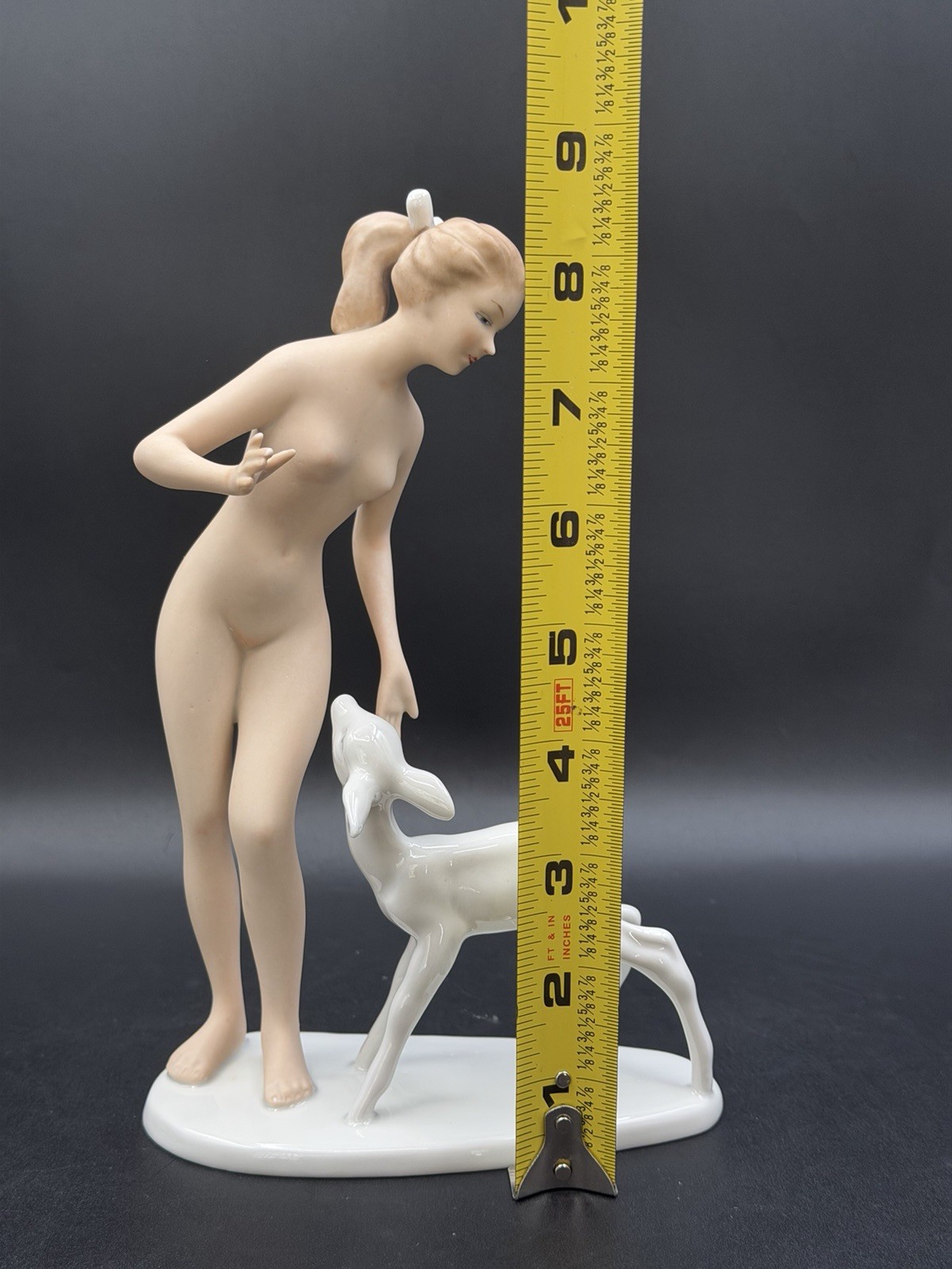 Vtg Wallendorf Porcelain Nude Girl Woman Deer Figurine Art Nouveau 1764 1657