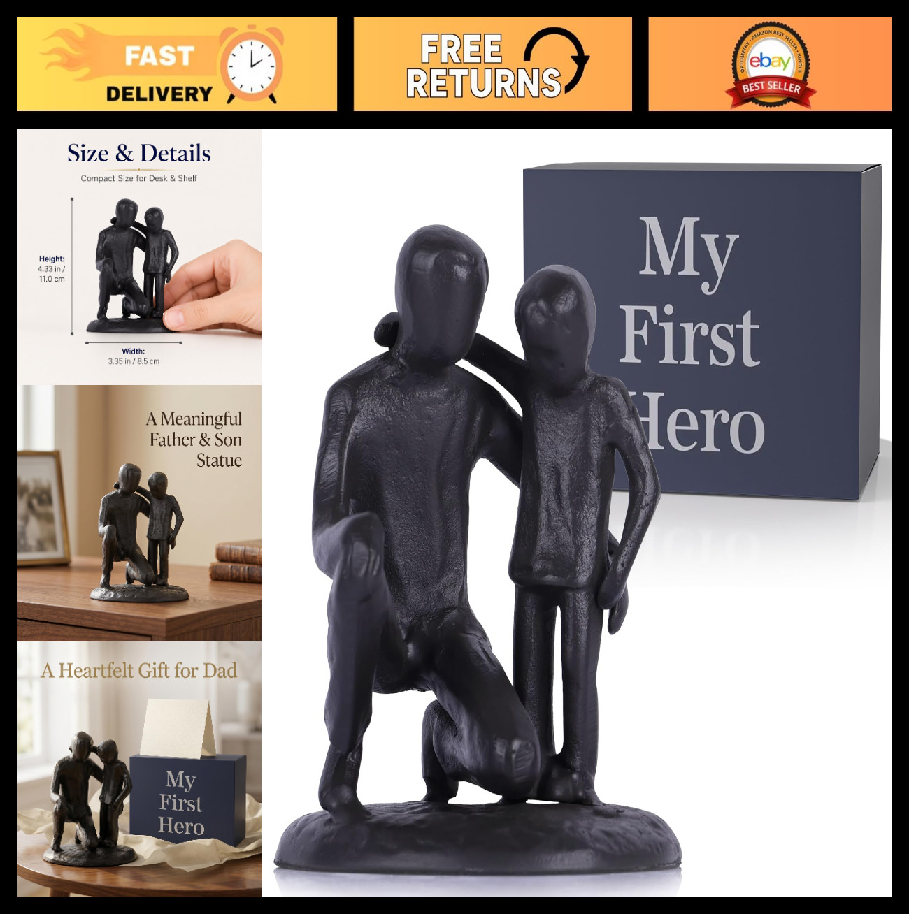 Father Son Sculpture – Sentimental Gift for Dad, Meaningful Birthday & Father’s