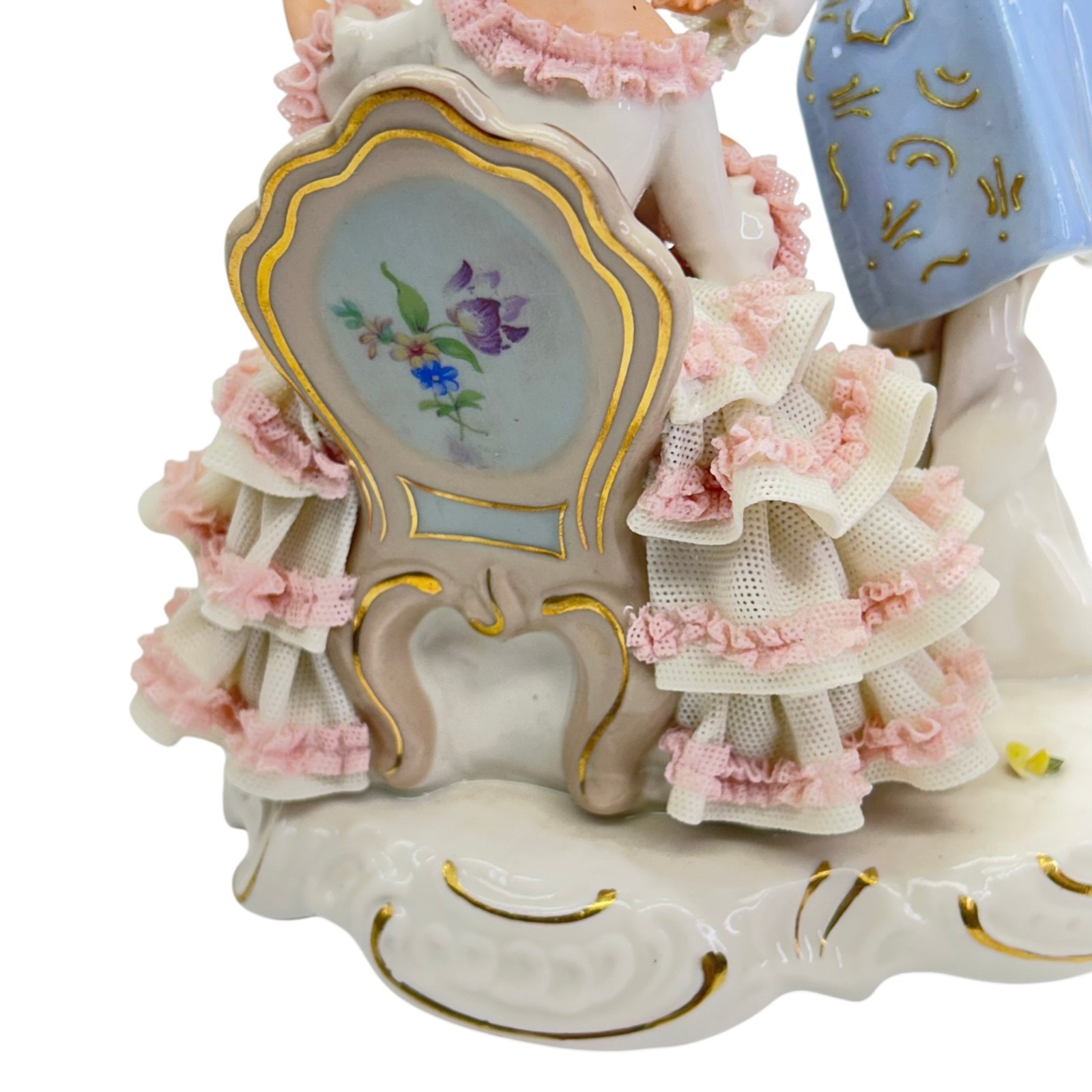 Dresden Victorian Style Porcelain Figurine Depicting Courting Couple Art Decor