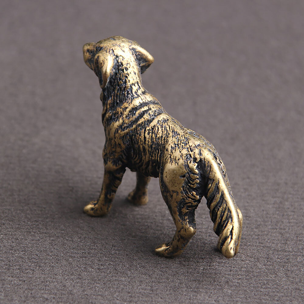 Small Dog Figurine Solid Brass Dog Statue Home Decoration Animal Figurines Toys