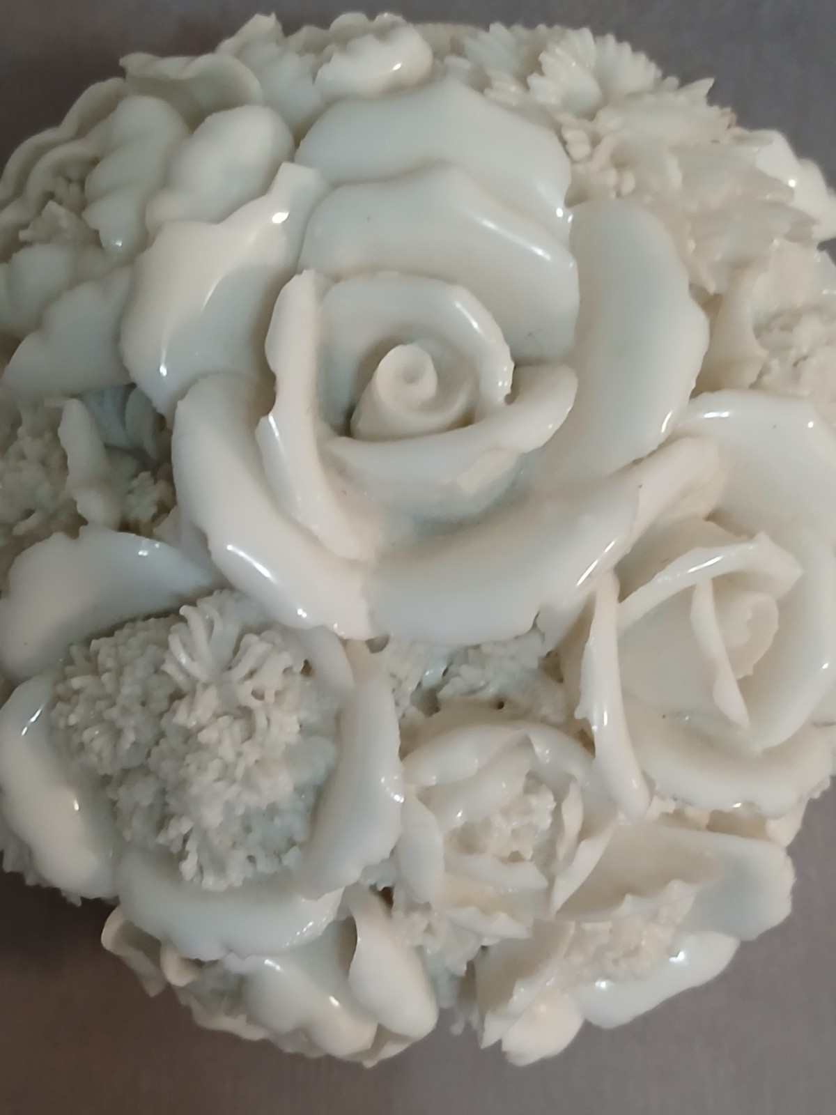White Porcelain Floral Bouquet-Roses, Carnations