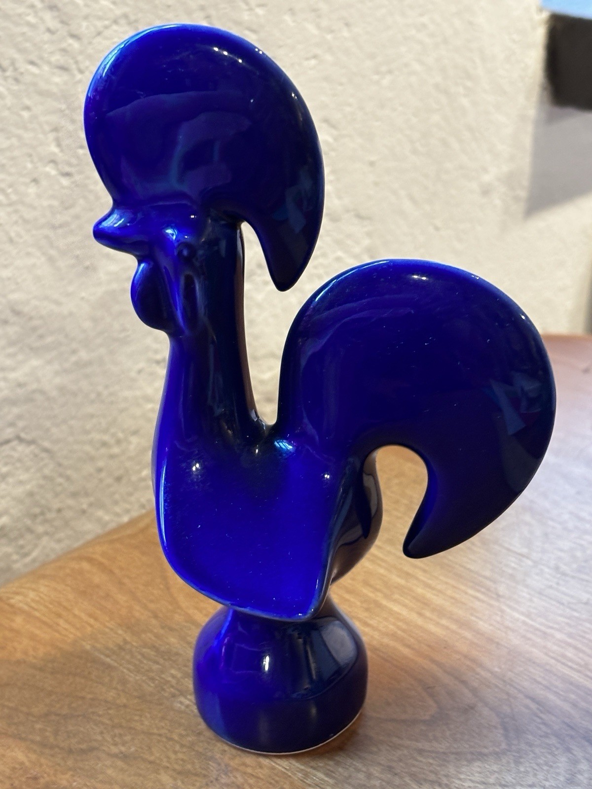Traditional Navy Dark Blue Ceramic Portuguese Barcelos Glazed Rooster Figurine