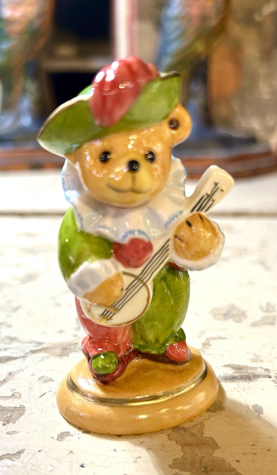 Halcyon Days Teddy of the Year 2001 with Banjo Figurine w/Box REDUCED