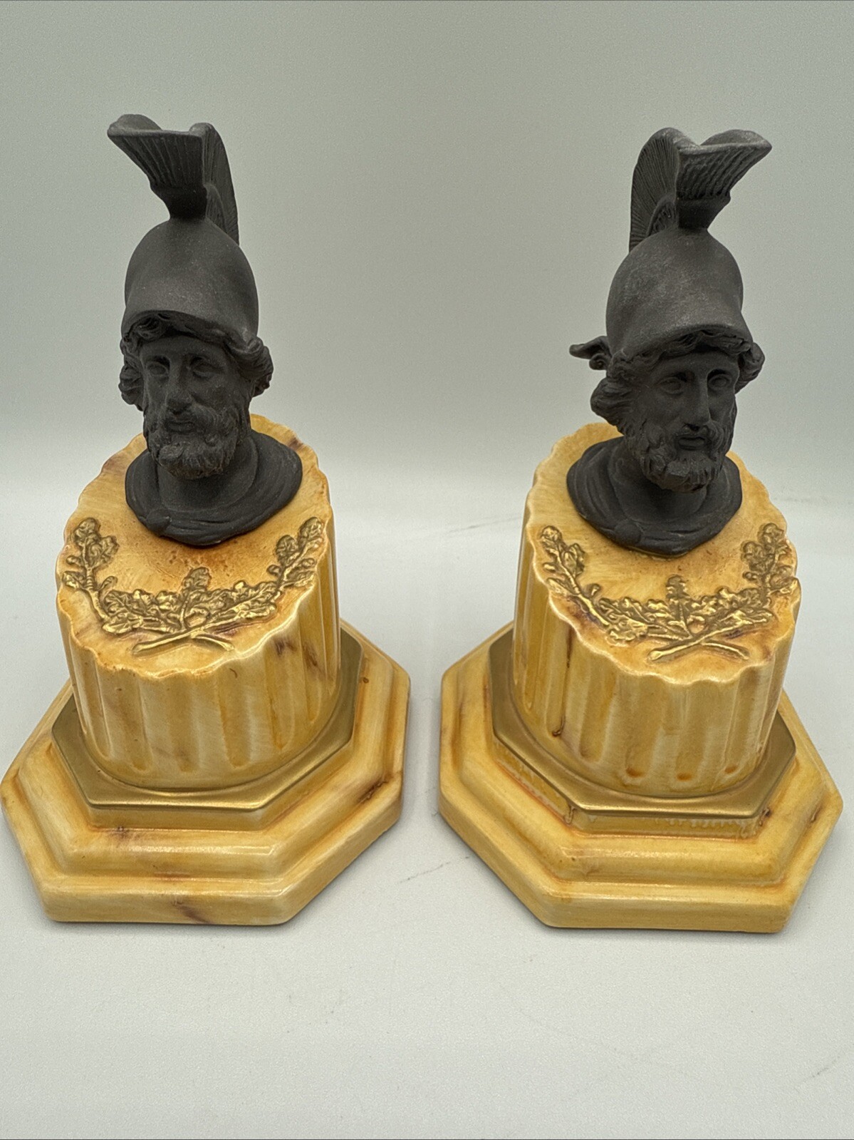 Pair Chelsea House Port Royal Italy Porcelain Roman Figures Black Basalt Lot 2