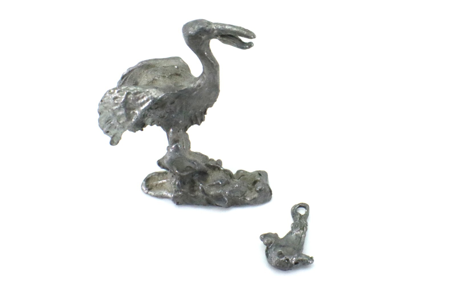 Pewter Figurine STORK with BABY Shower Gift New Mother 2 Piece