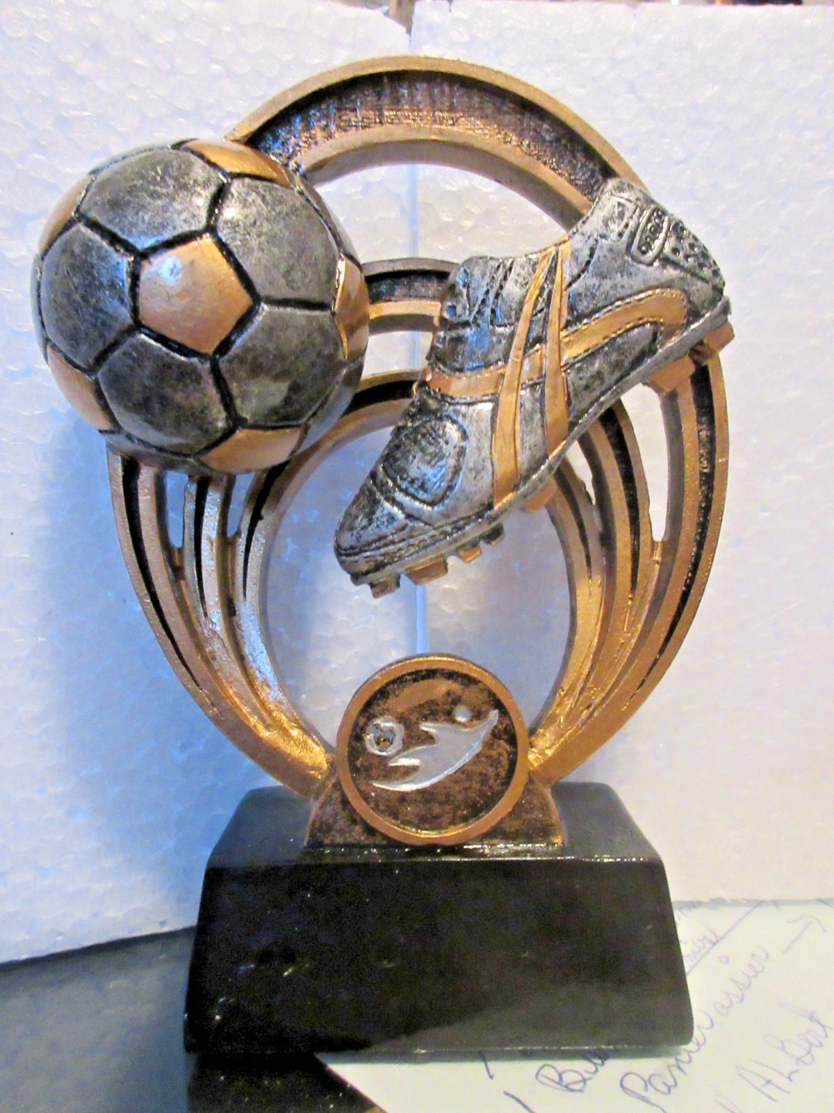 #12B football 1 trophy gold gray Tone Resin Football sport ballon soccer