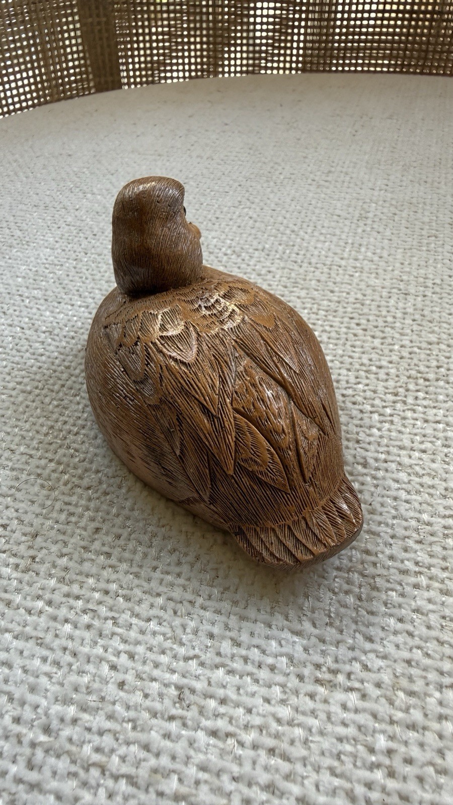 Vintage Duckling Figurine Wood or Resin Composite Detailed Feather Texture 12cm