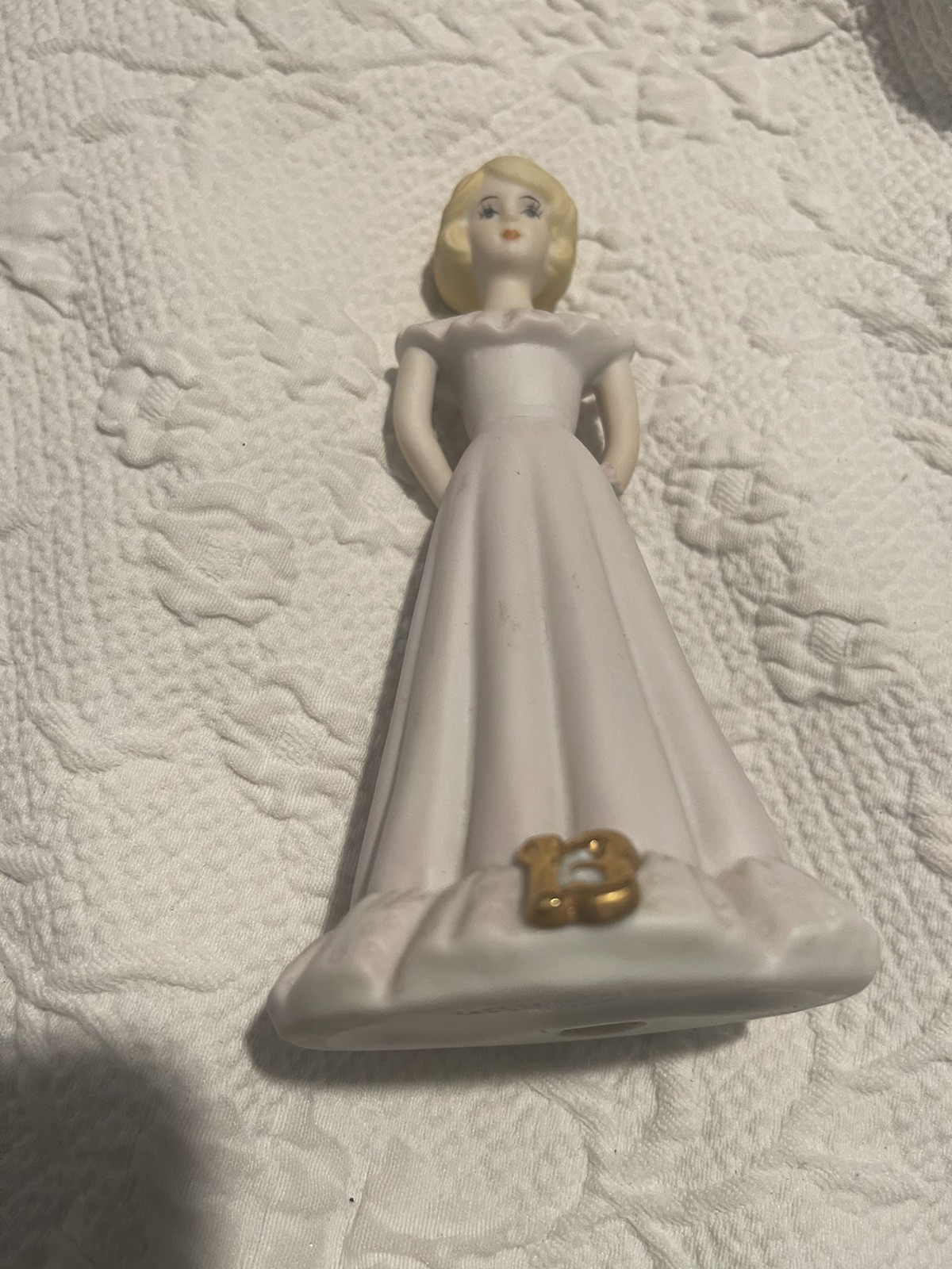 Enesco Growing Up Birthday Girl (13) Blond Girl In Pastel Dress 6” High No Box
