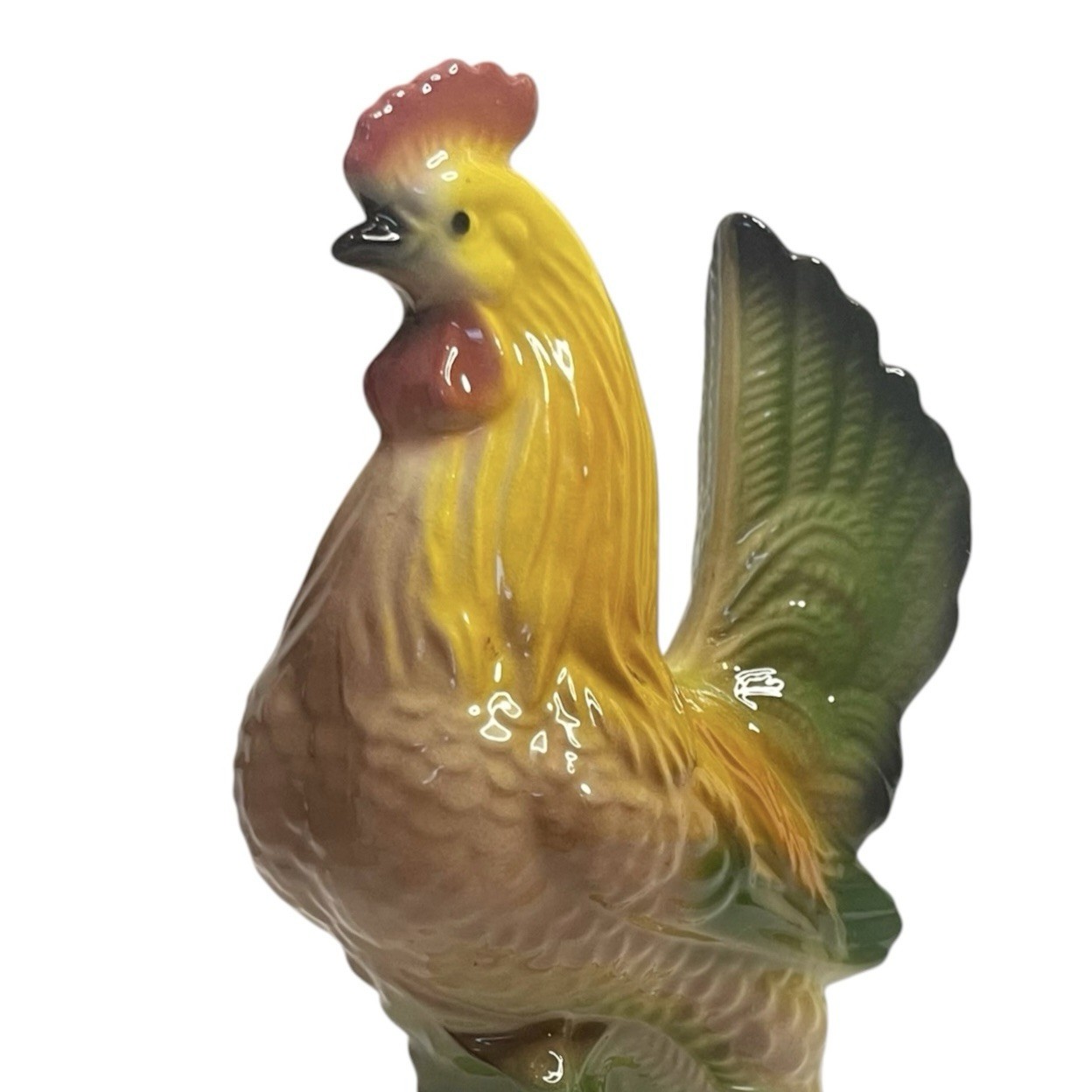 Vintage Rooster Ceramic Figurine Glossy Glazed Farmhouse Farm Country Rustic