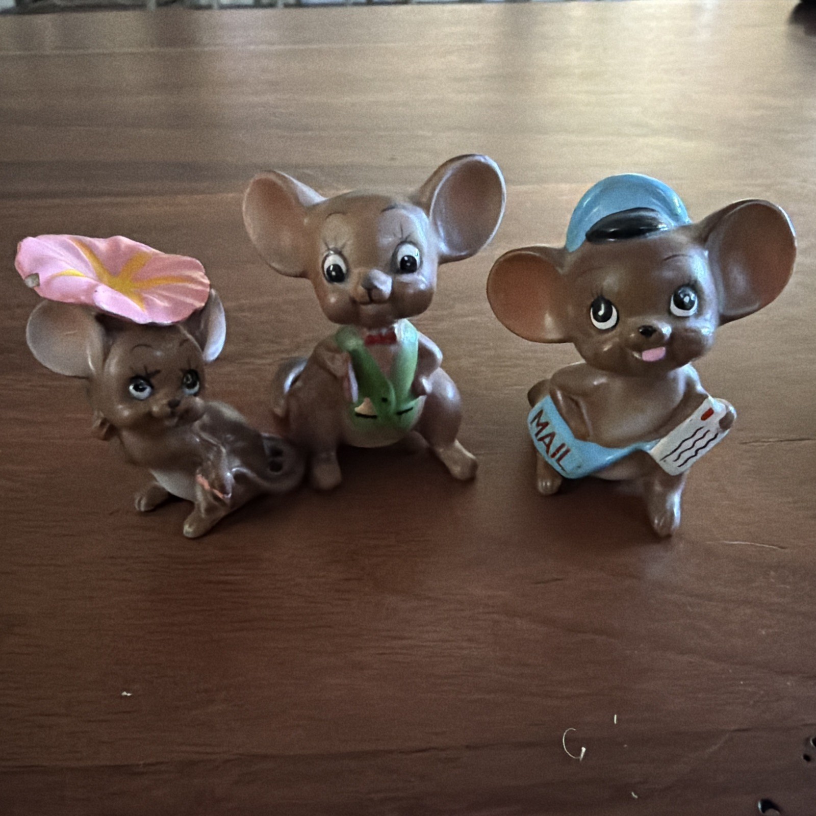 Lot 3 Vintage Josef Original Mouse Village Proud Papa Flower Mail Man