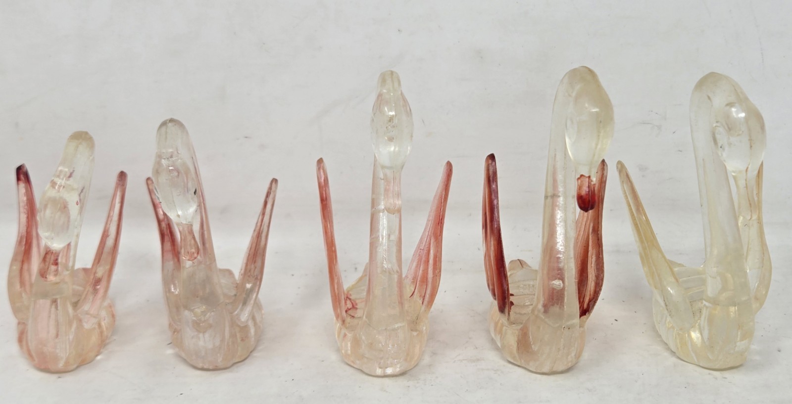 Vintage 5 Lucite MCM Animal Figures Swan MCM ART DECO Pink Yellow Plastic