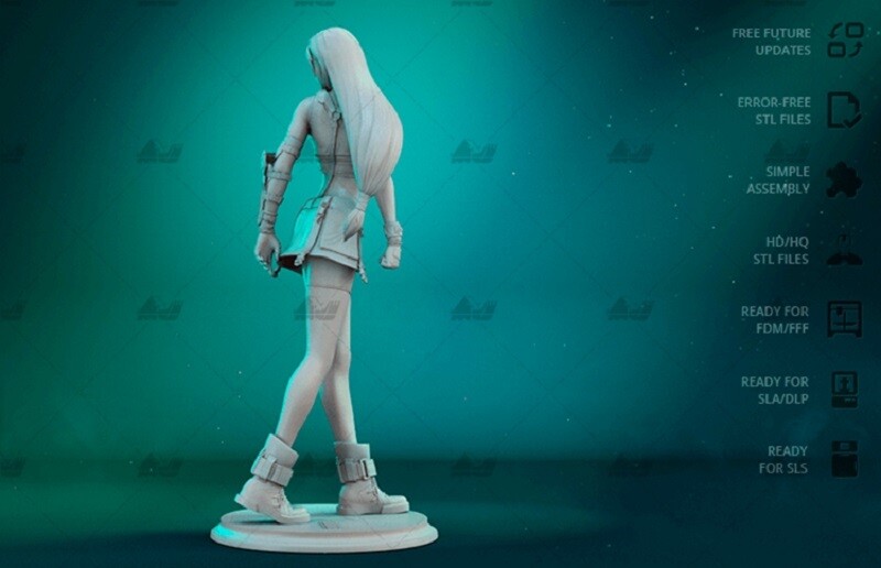 Fina Fantasy Tifa Unpainted Figure Blank Kit Model GK 1/6 28cm Collection Toy