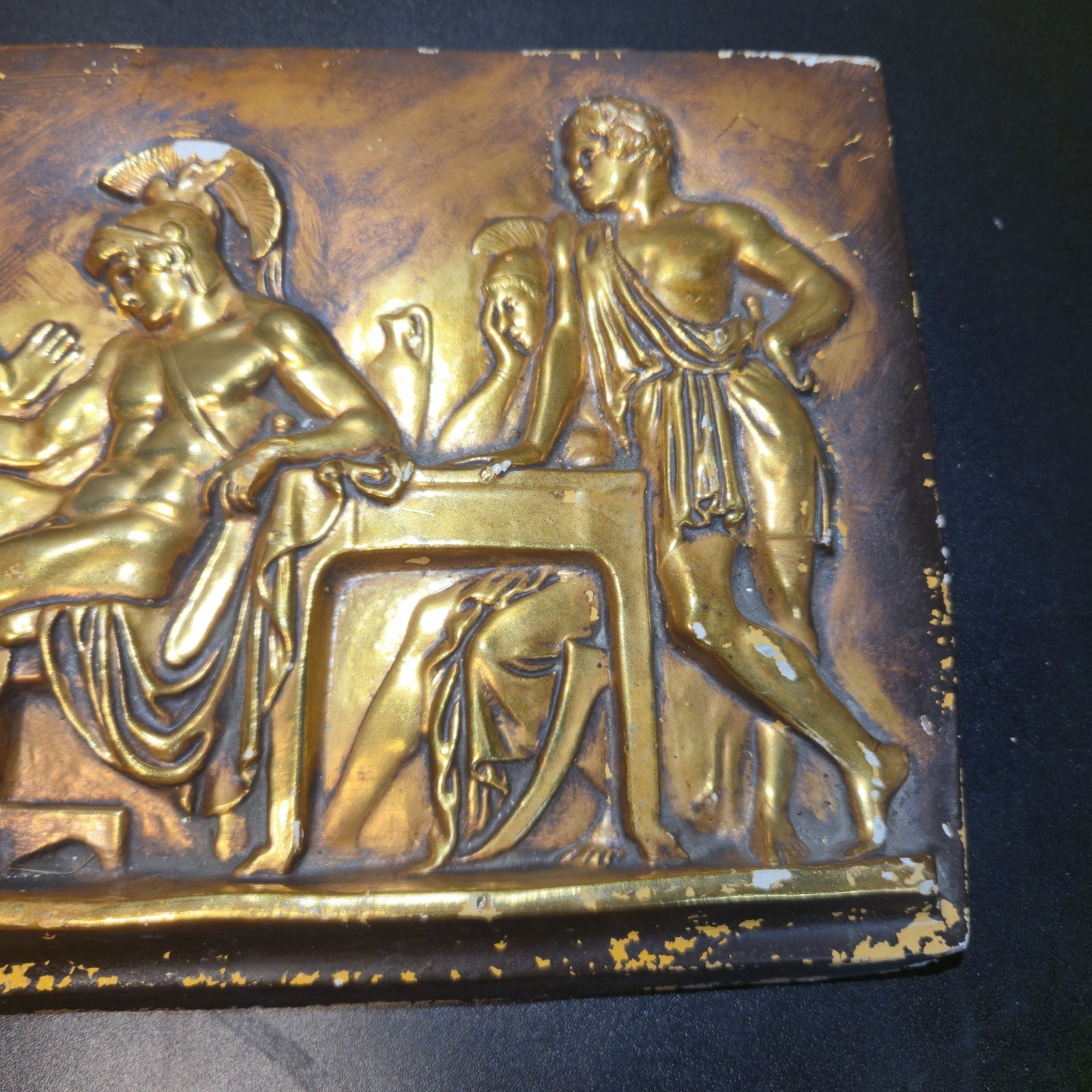 Vintage Gold Plaster Relief – “Priam Begging Achilles For The Body Of Hector”