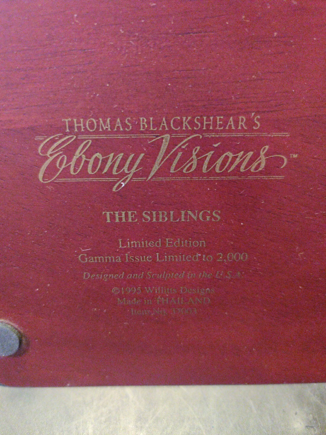 Thomas Blackshear’s Ebony Visions The Siblings Figurine Item #37003 Gamma Issue