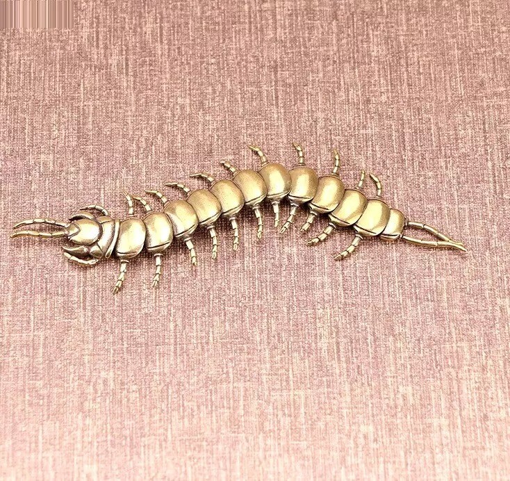 Brass Centipede Figurine Small Animal Statue Table Office Home Decoration Toy