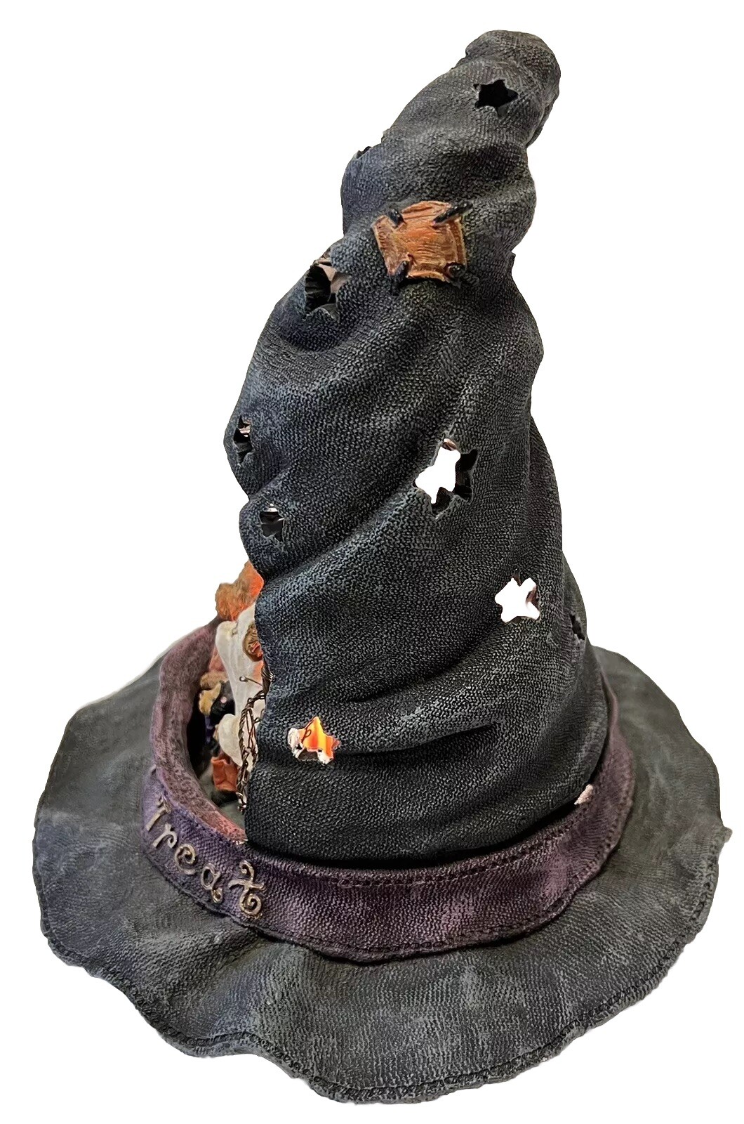Boyds Bears Halloween Resin Spooky Punky & Boo In “Esbearelda’s” Hat Light Up 8”