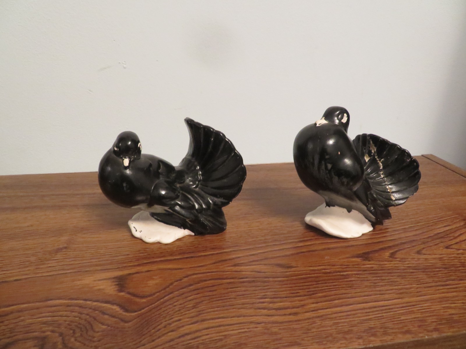 Vintage Chalkware Turkey Figurines Black Set of 2, 4″ Tall Good Cond
