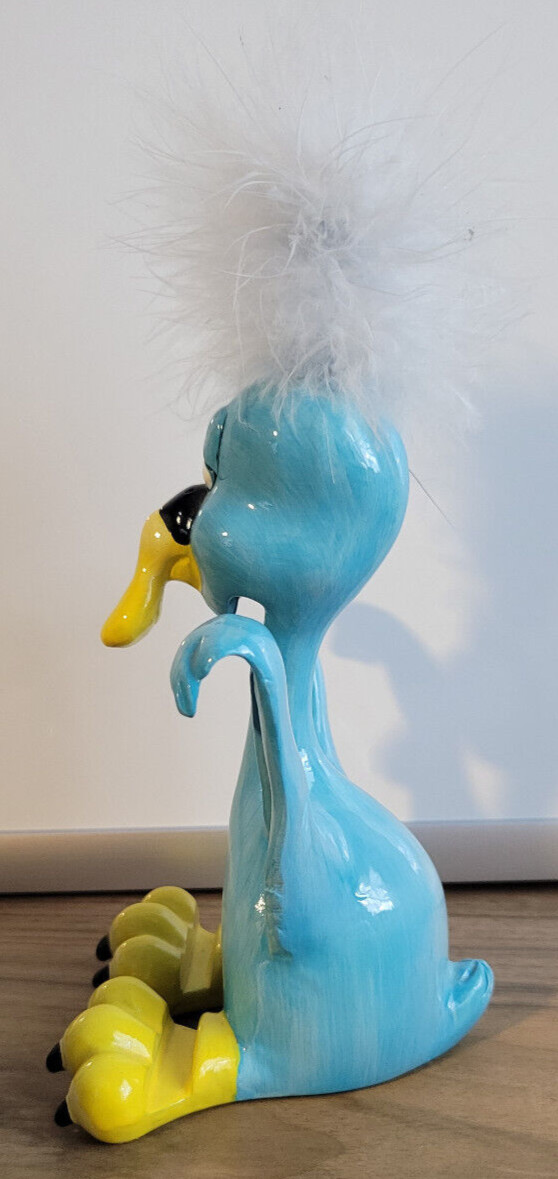 J&D Hite Kitsch Ceramic Blue Stylized Cartoon Bird Figurine No Frame