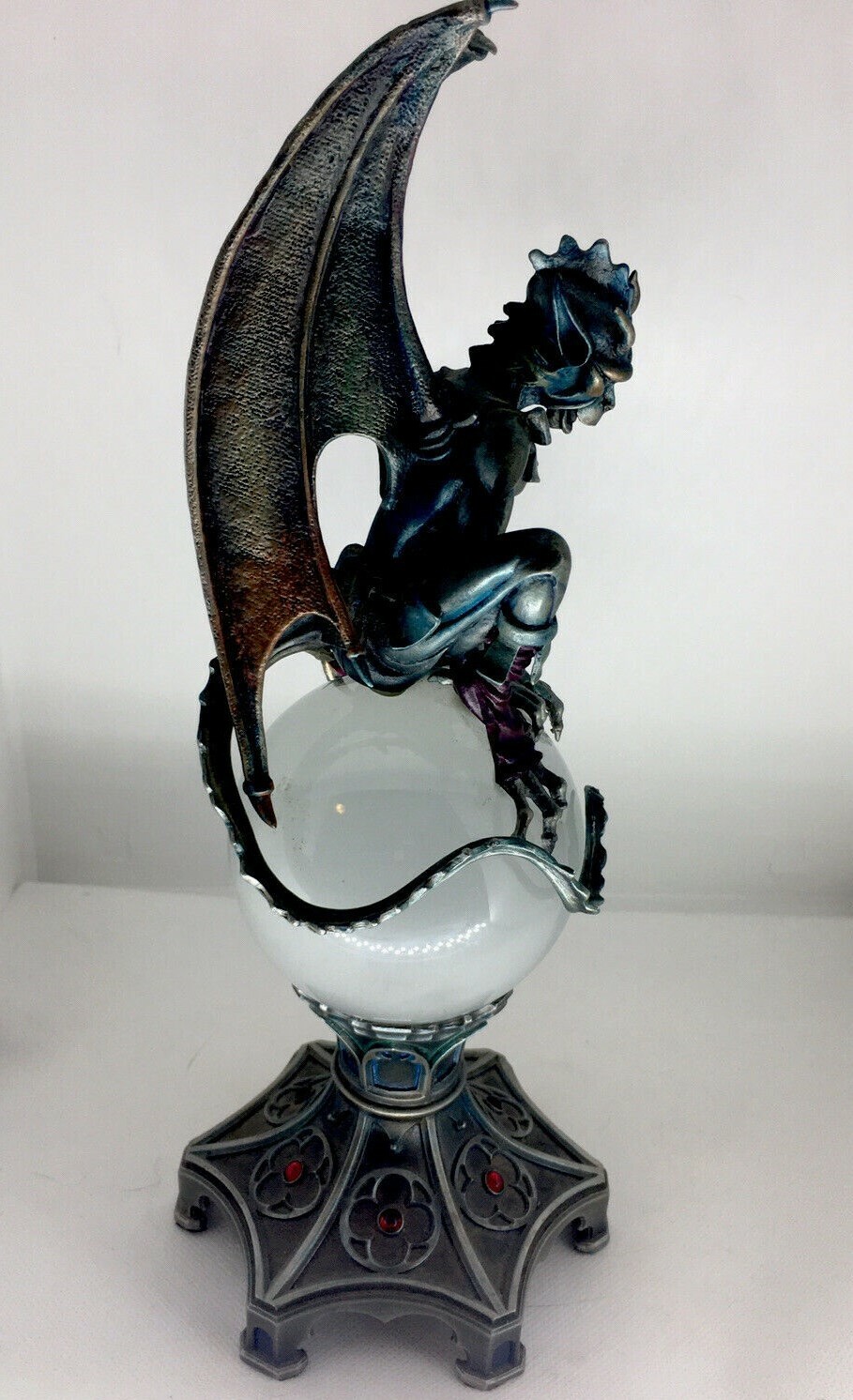 Satan Deviil Demon Gothic Solid Fine Pewter on Crystal Ball Figurine