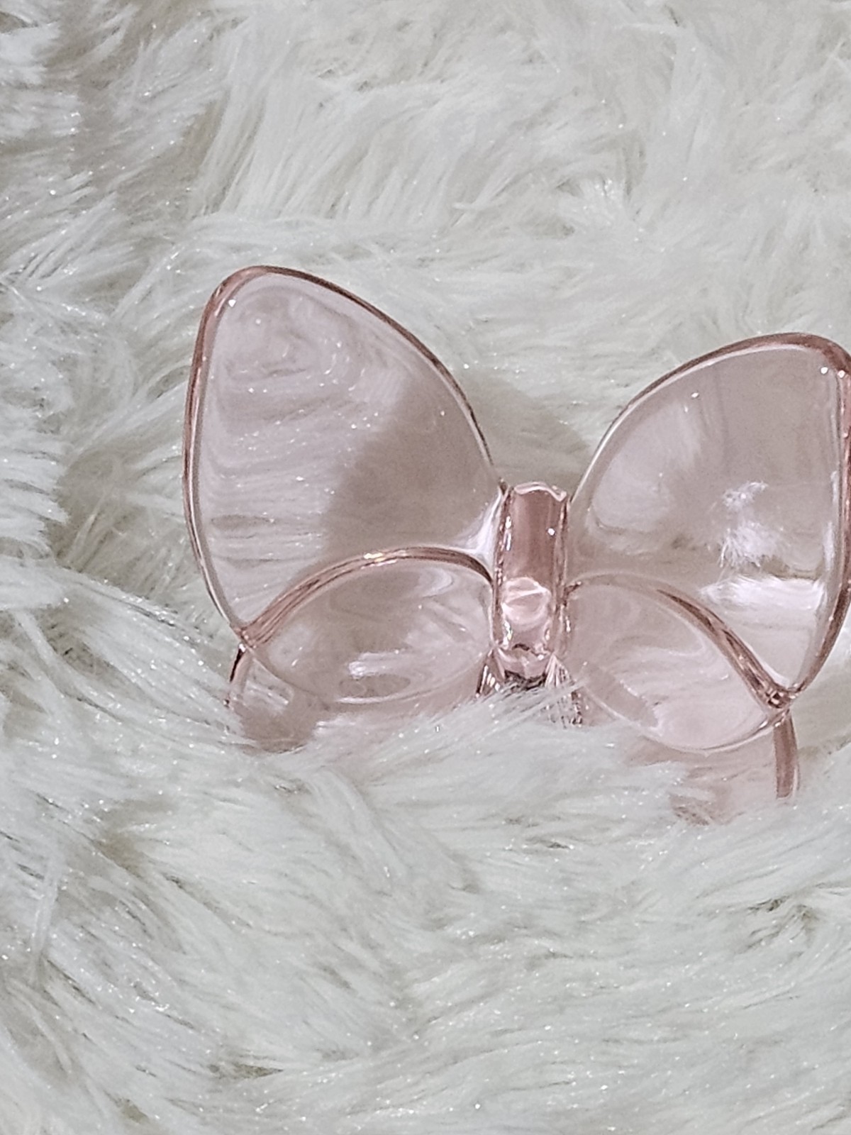 NIB Pink Glass Crystal Butterfly