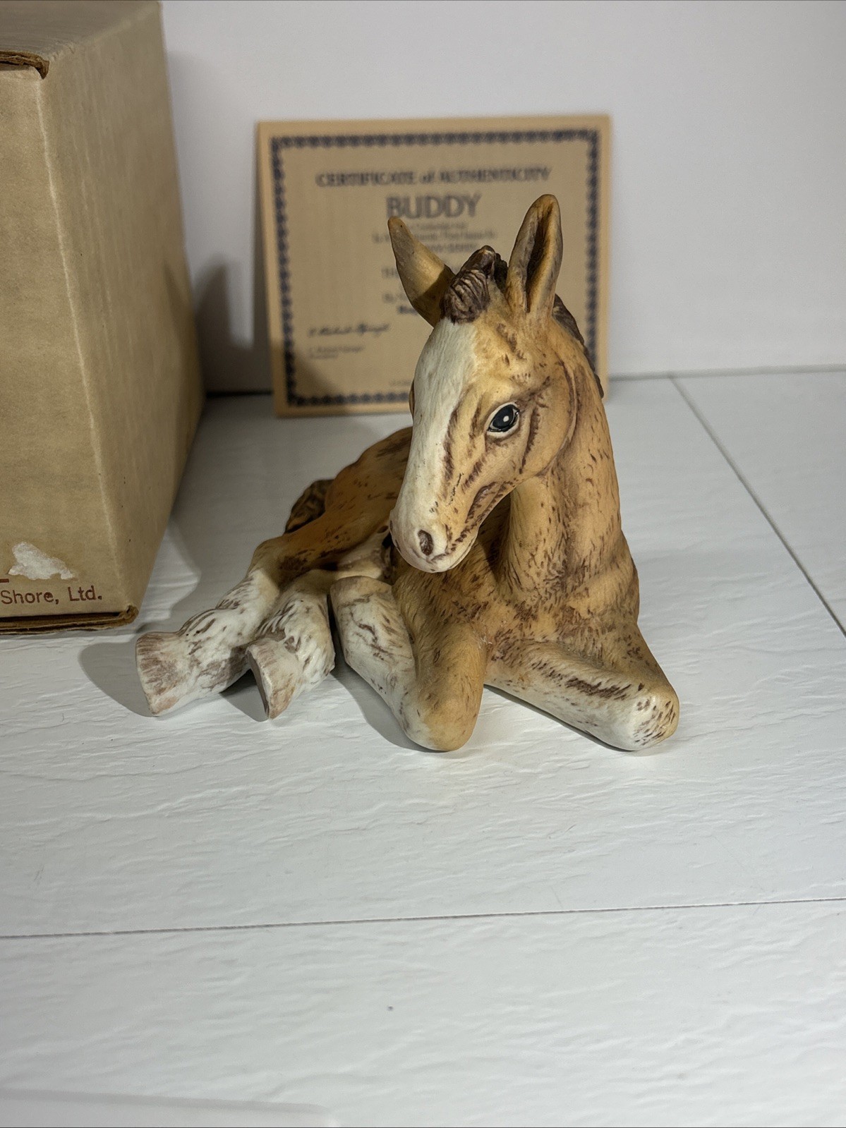 Vtg 1980 River Shore Porcelain Figurine Buddy the Clydesdale Foal Roger J. Brown