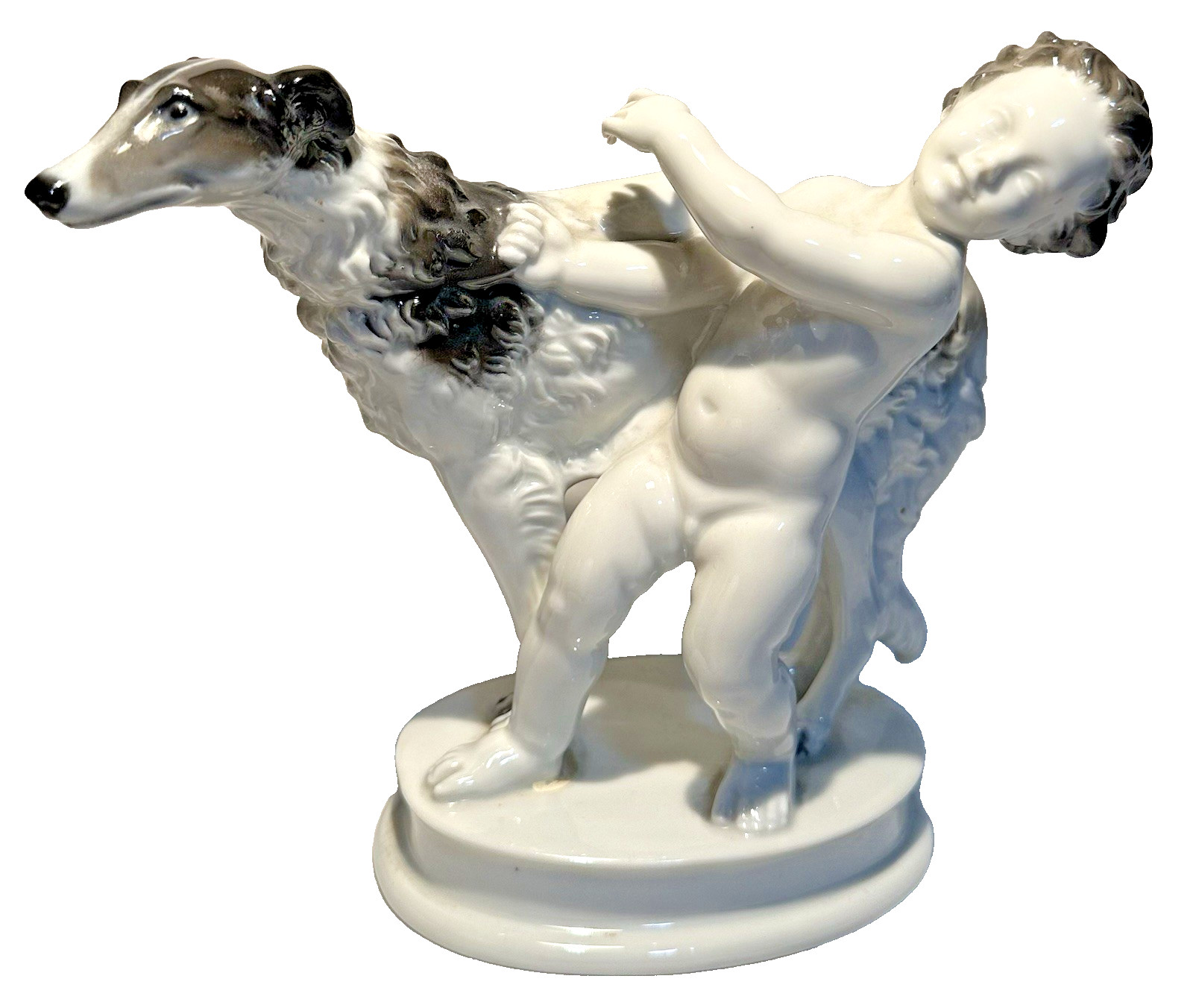 MCM Rosenthal Porcelain Selb Germany Borzoi Dog & Putti Figurine Wolfhound 1282
