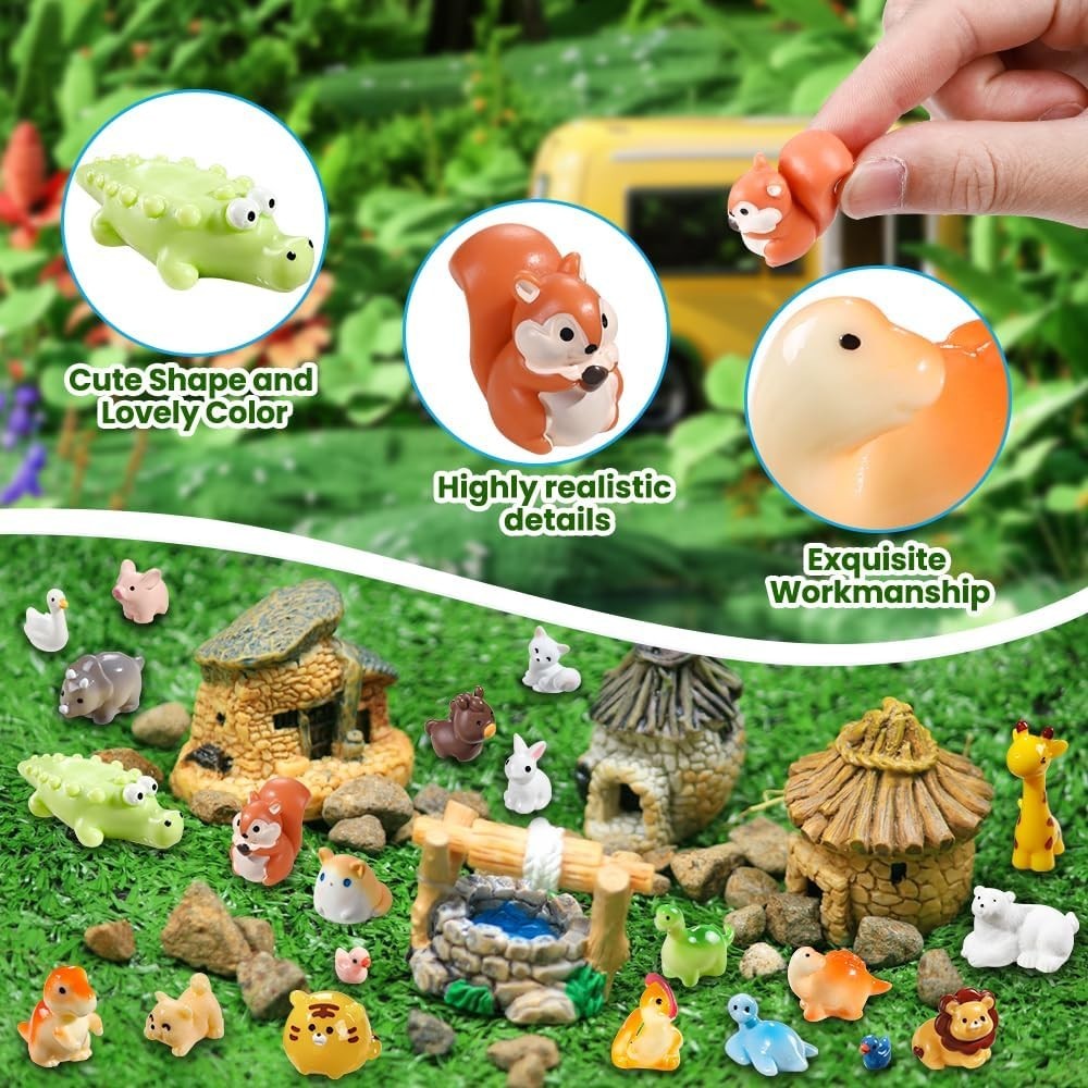 Durable Mini Resin Farm Animals – 40pcs for Fairy Gardens and Mini Landscapes