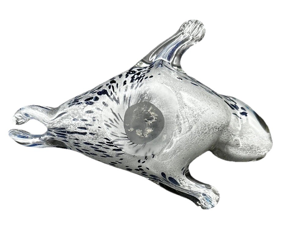 Vintage Paperweight Seal Shaped Gray Blue Dynasty Gallery 1951 Solid Glass