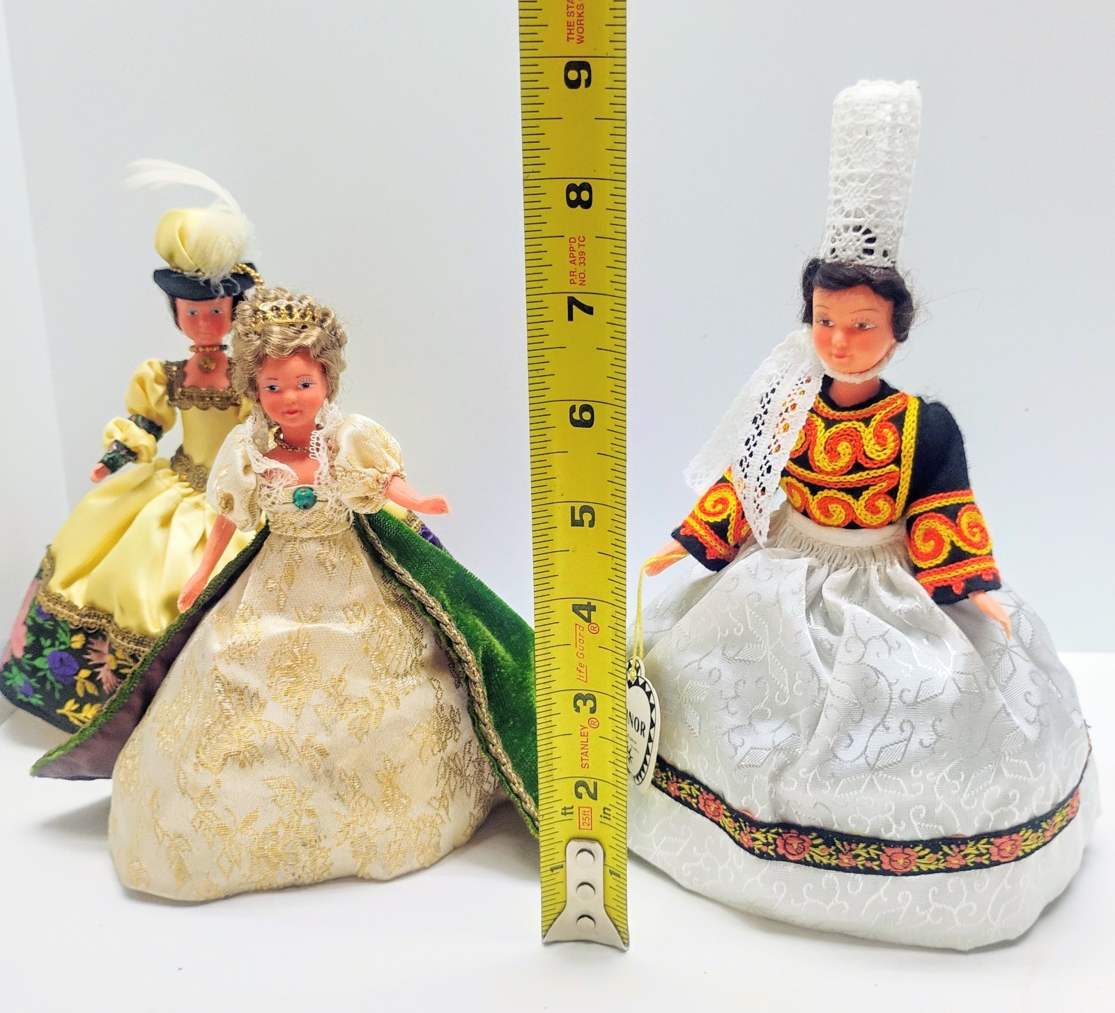 3 Vintage European Costume Dolls Le Minor France Breton Victorian Pont l’Abbe