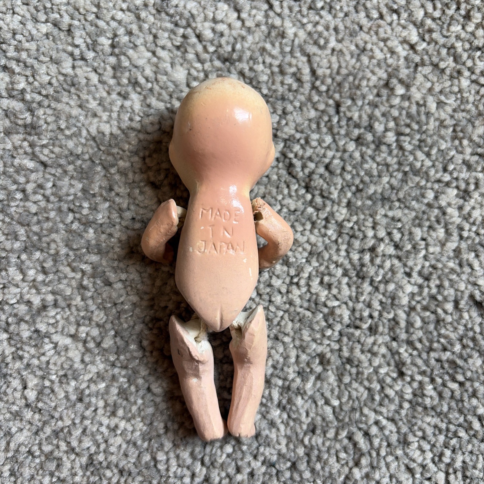 Antique Baby Doll Bisque Miniature Jointed Figurine Painted Porcelain JAPAN 3.5″