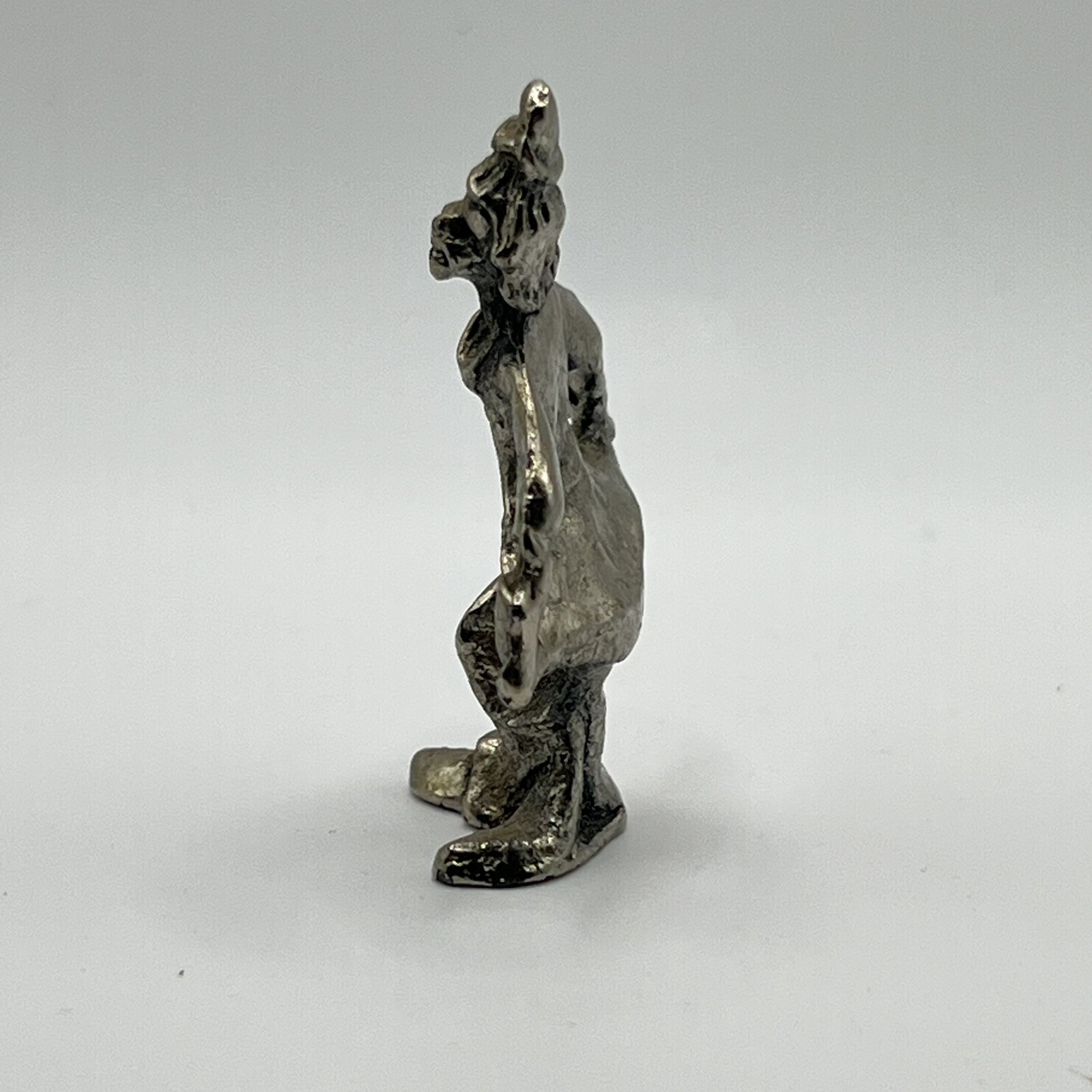 Clown Figurine Collectible 2″ Tall Polished Silver Tone Vintage