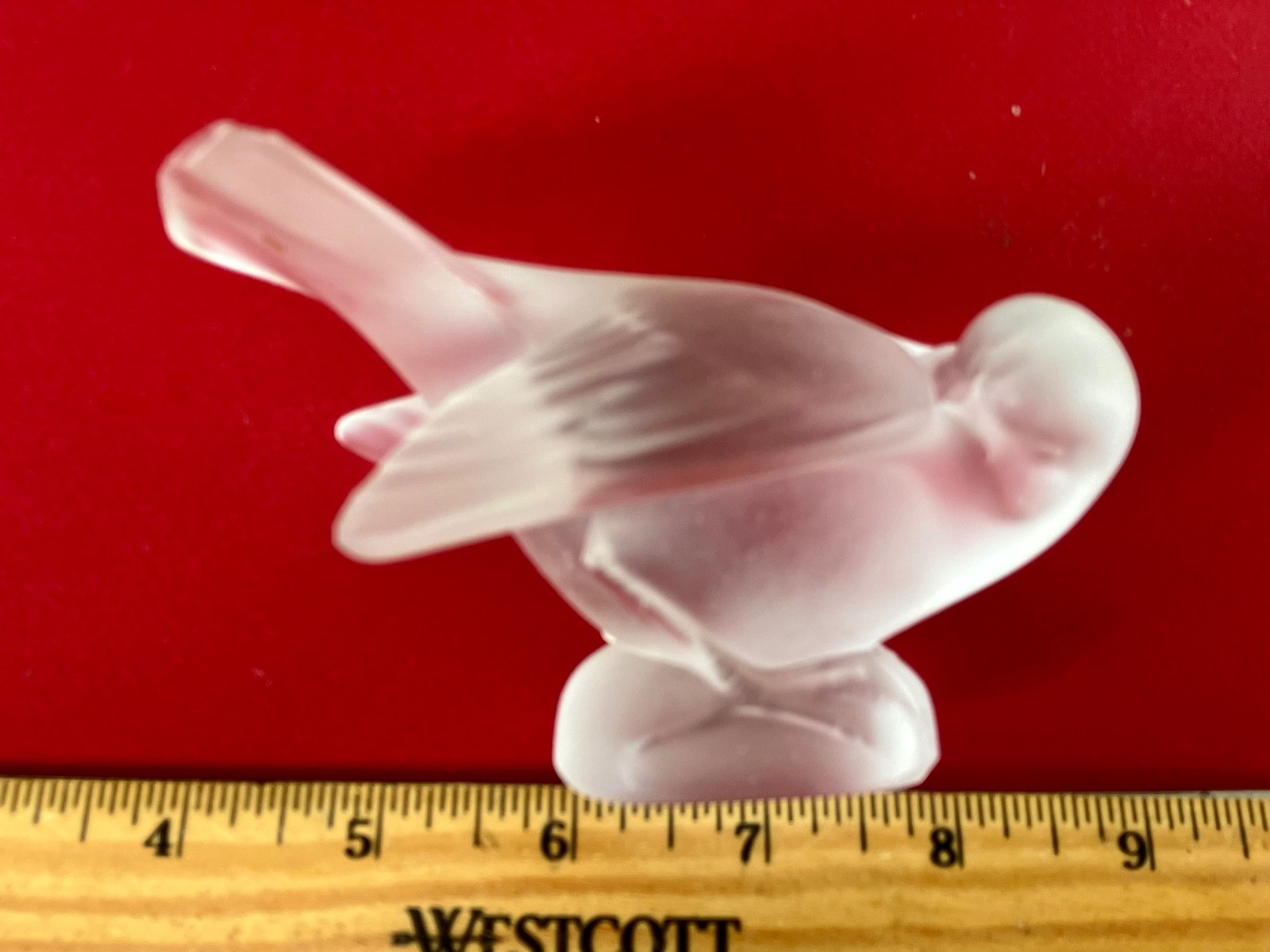 LALIQUE Crystal Frosted Art Glass Dove 4.5″ Bird with Head Down — signed