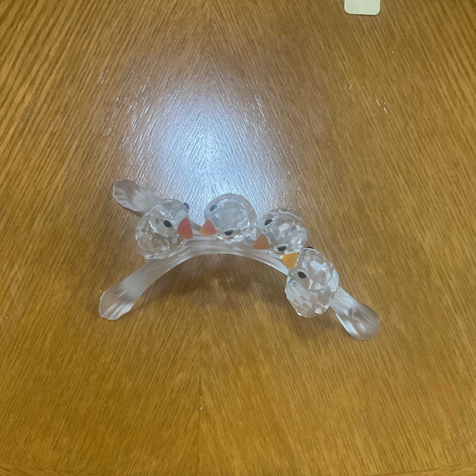 Swarovski Crystal 4 Baby Lovebirds Orange Beaks on Frosted Branch 199123 Retired