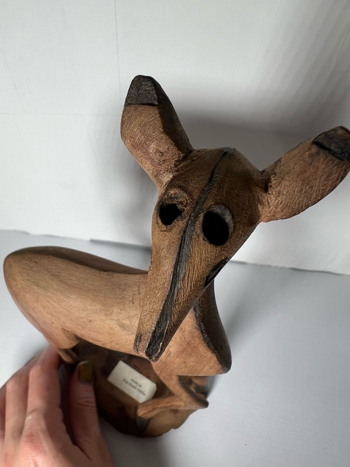 Hand Carved Wooden Antelope Gazelle Deer South Africa Figure Vintage 10” Y493A