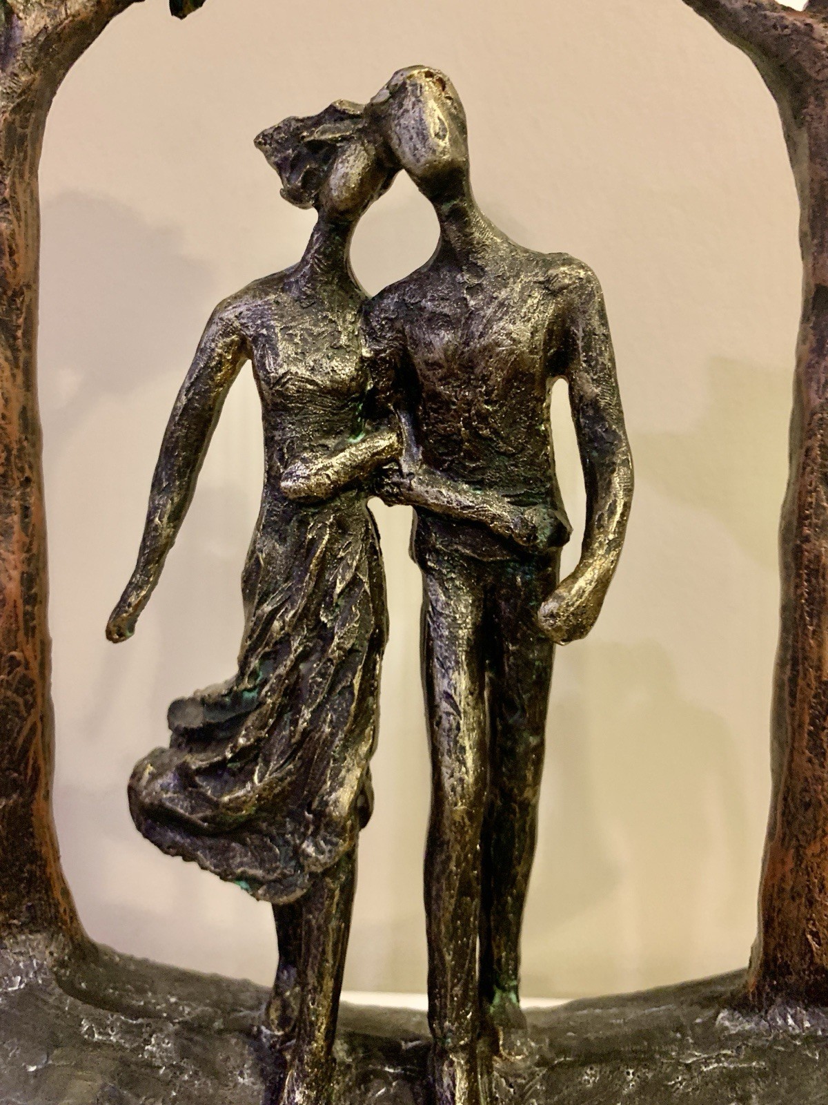 Rustic Cast Bronze-Look Table Sculpture Through The Years Impressionism 11”x 11”