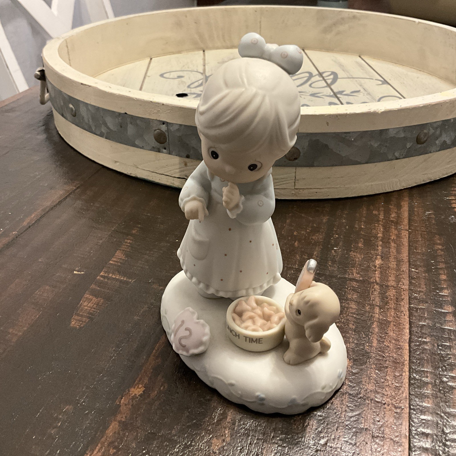 Precious Moments Figurine Porcelain Girl w/ Dog: Growing In Grace Age 12 1990s