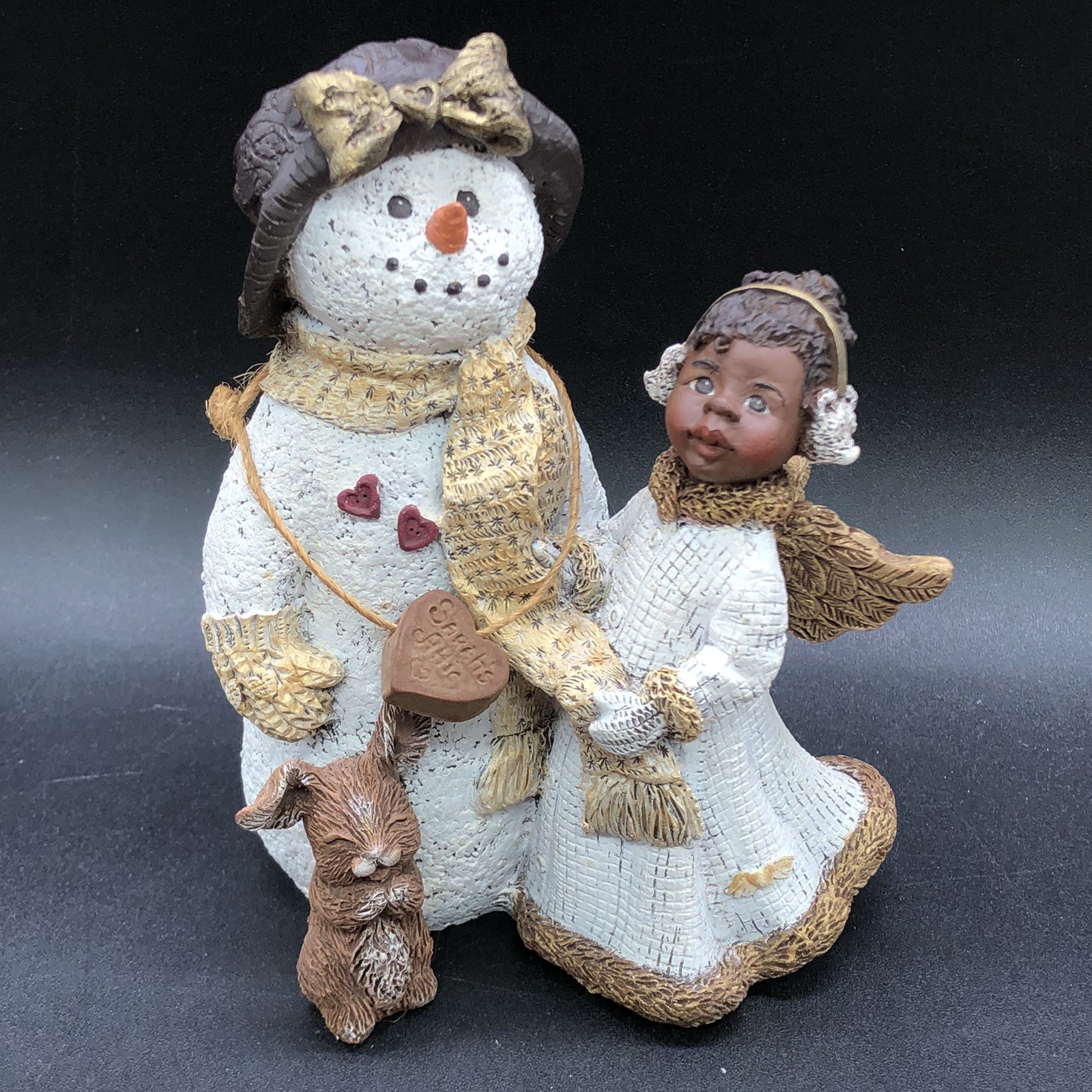 Vtg Sarah’s Attic Snowman African American Girl Frilly & Snow Crystal Limited A
