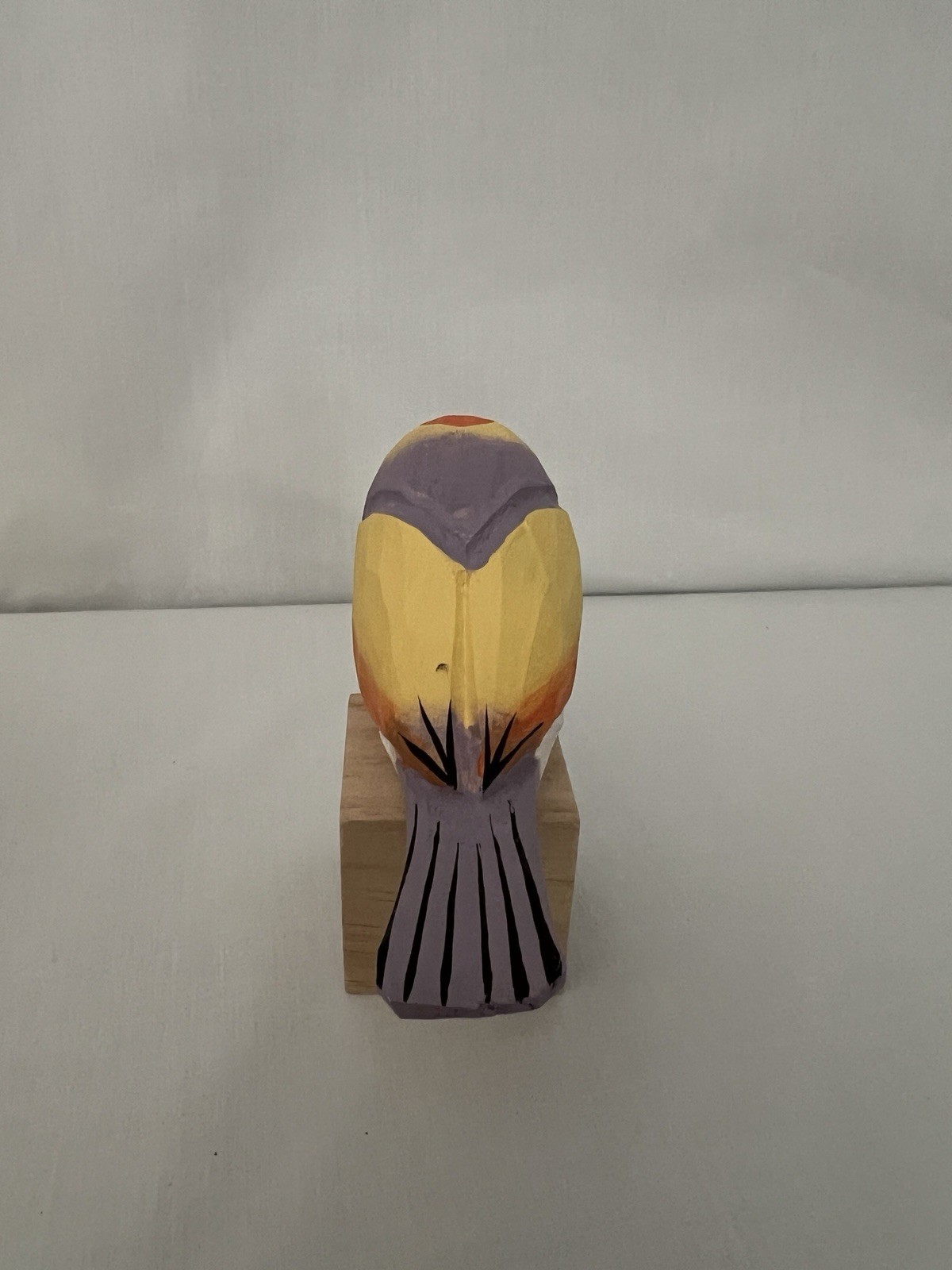 Hand Carved Bird Figurines, Hand-painted Sculpted Wooden Birds, Wood Birds x2